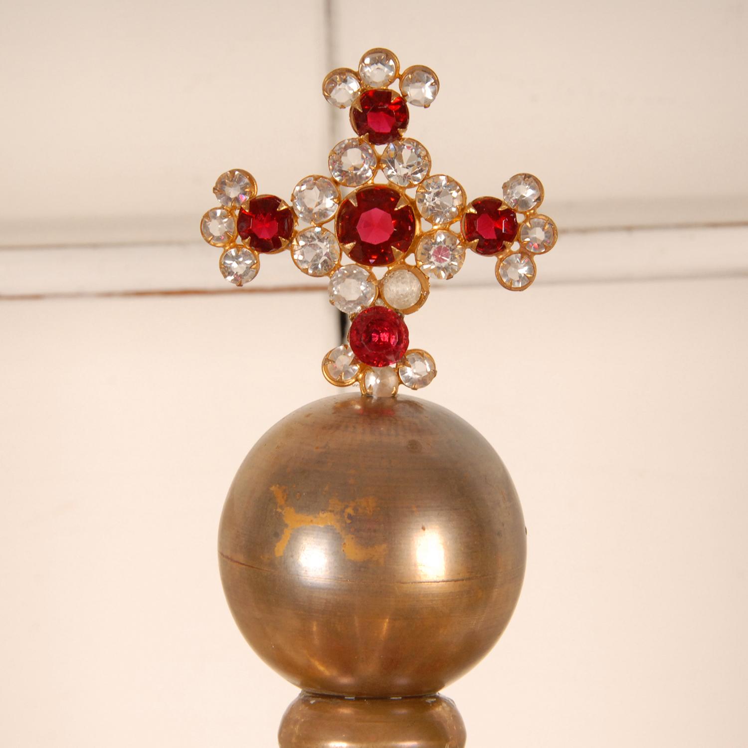19th Century French Madonna Religious Gold Crown Jewelled Santos Crown Life Size 2