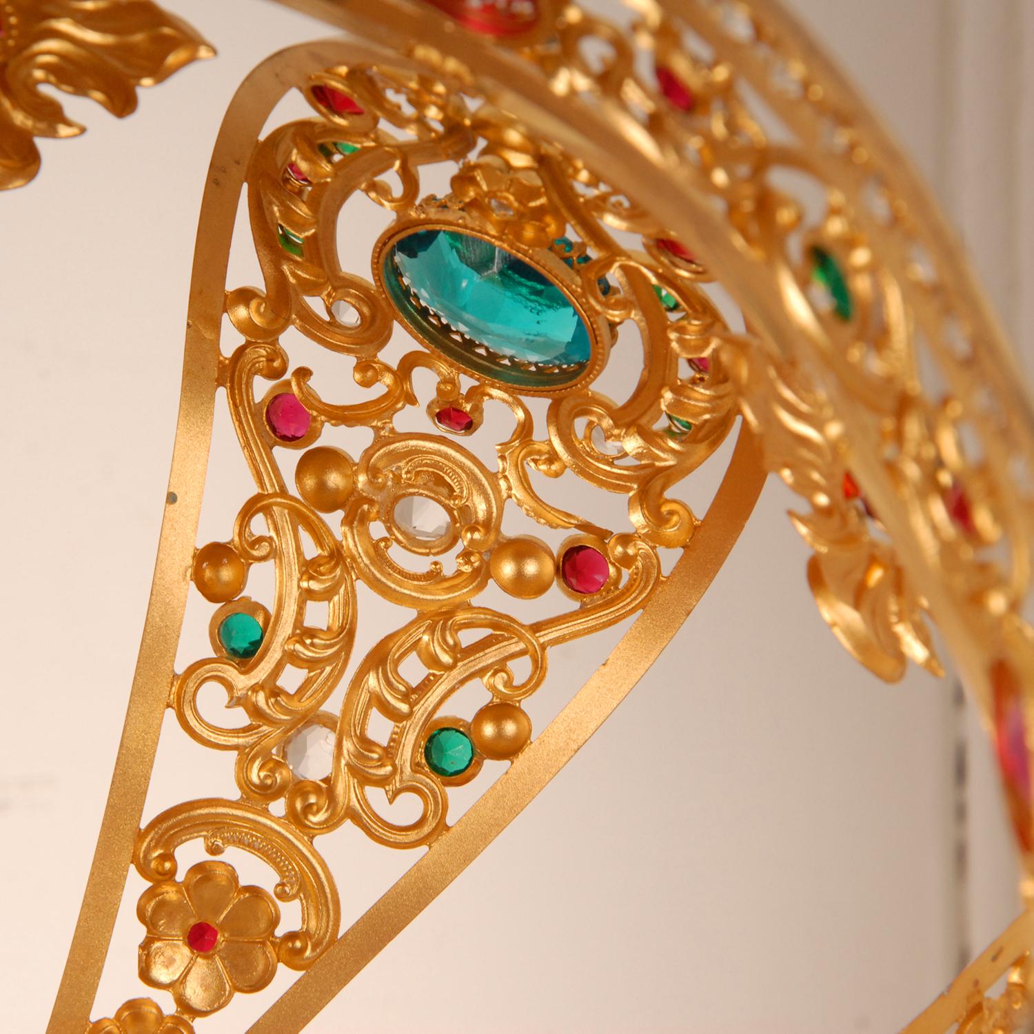 Gold Plate 19th Century French Madonna Religious Gold Crown Jewelled Santos Crown Life Size