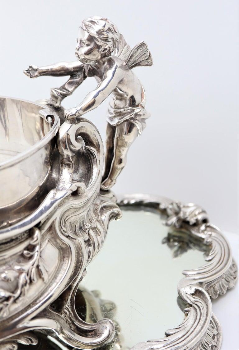 19th Century French, Magnificent Silver Plated Centrepiece with Mirror Base For Sale 1