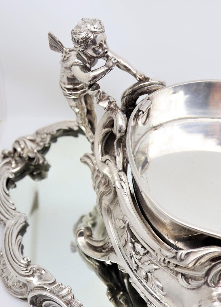 19th Century French, Magnificent Silver Plated Centrepiece with Mirror Base For Sale 4