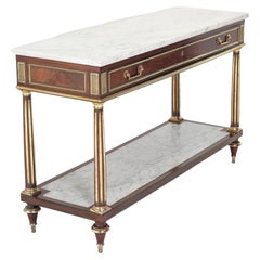 Antique 19th Century French Mahogany and Brass Dessert Console Table