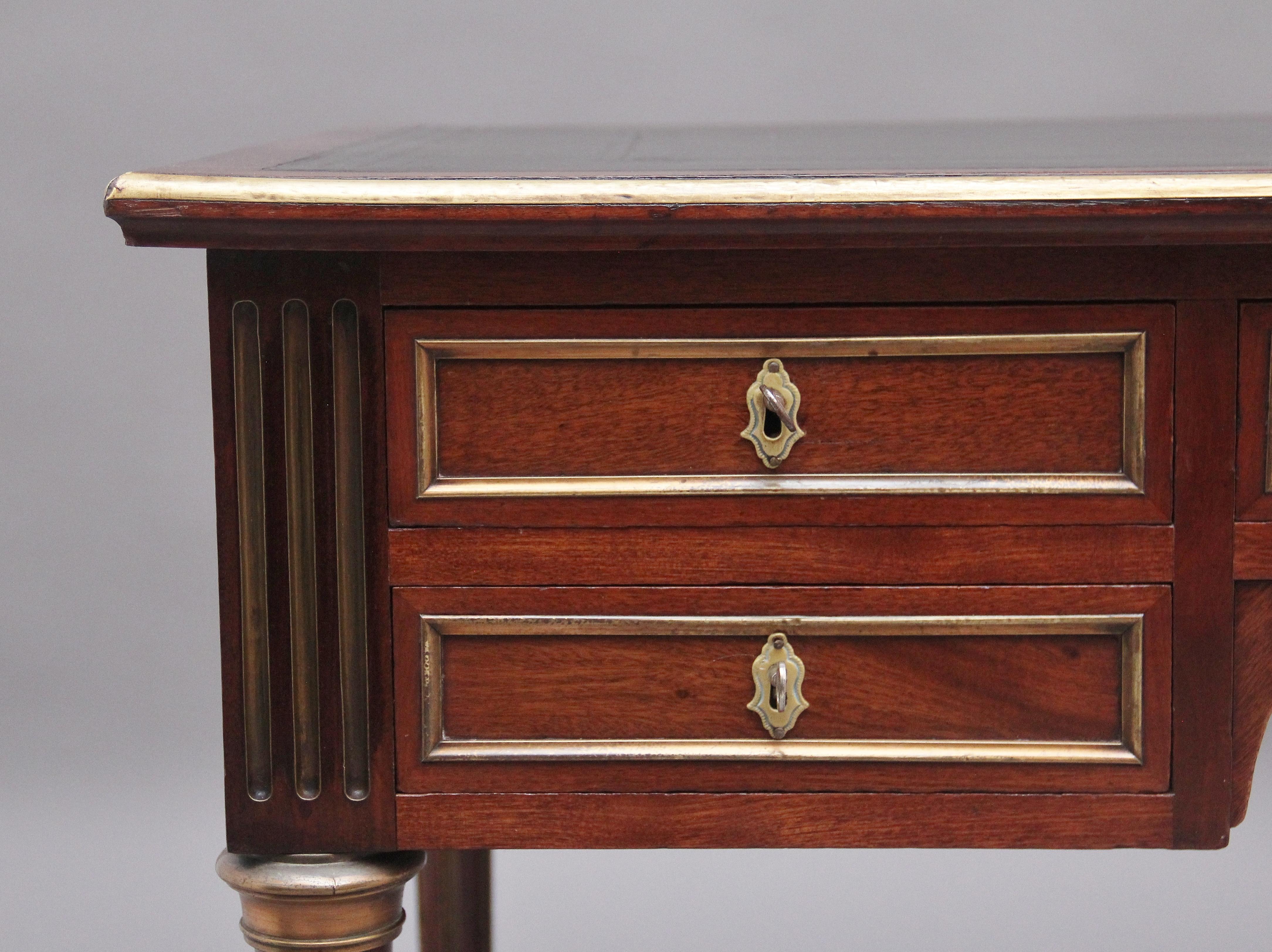 19th Century French Mahogany and Brass Inlaid Directoire Writing Desk 7