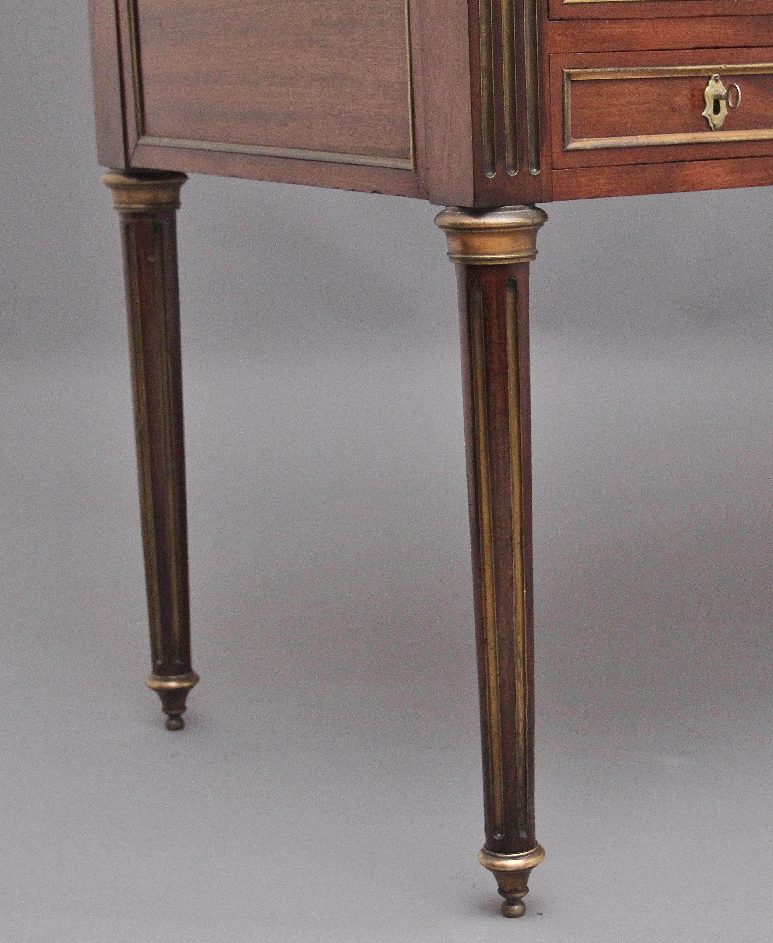 19th Century French Mahogany and Brass Inlaid Directoire Writing Desk 8