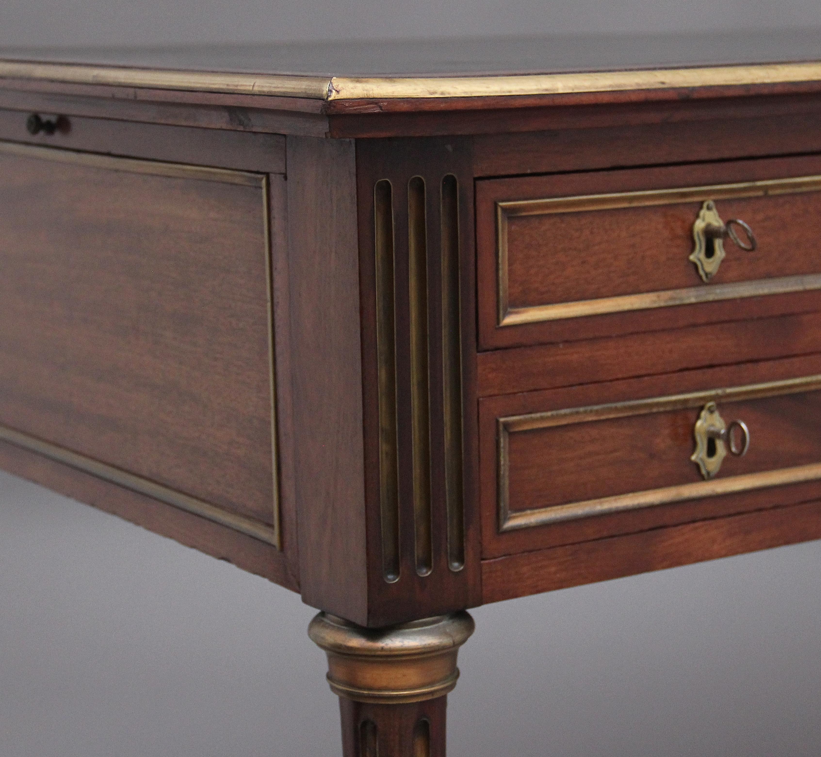 19th Century French Mahogany and Brass Inlaid Directoire Writing Desk 9