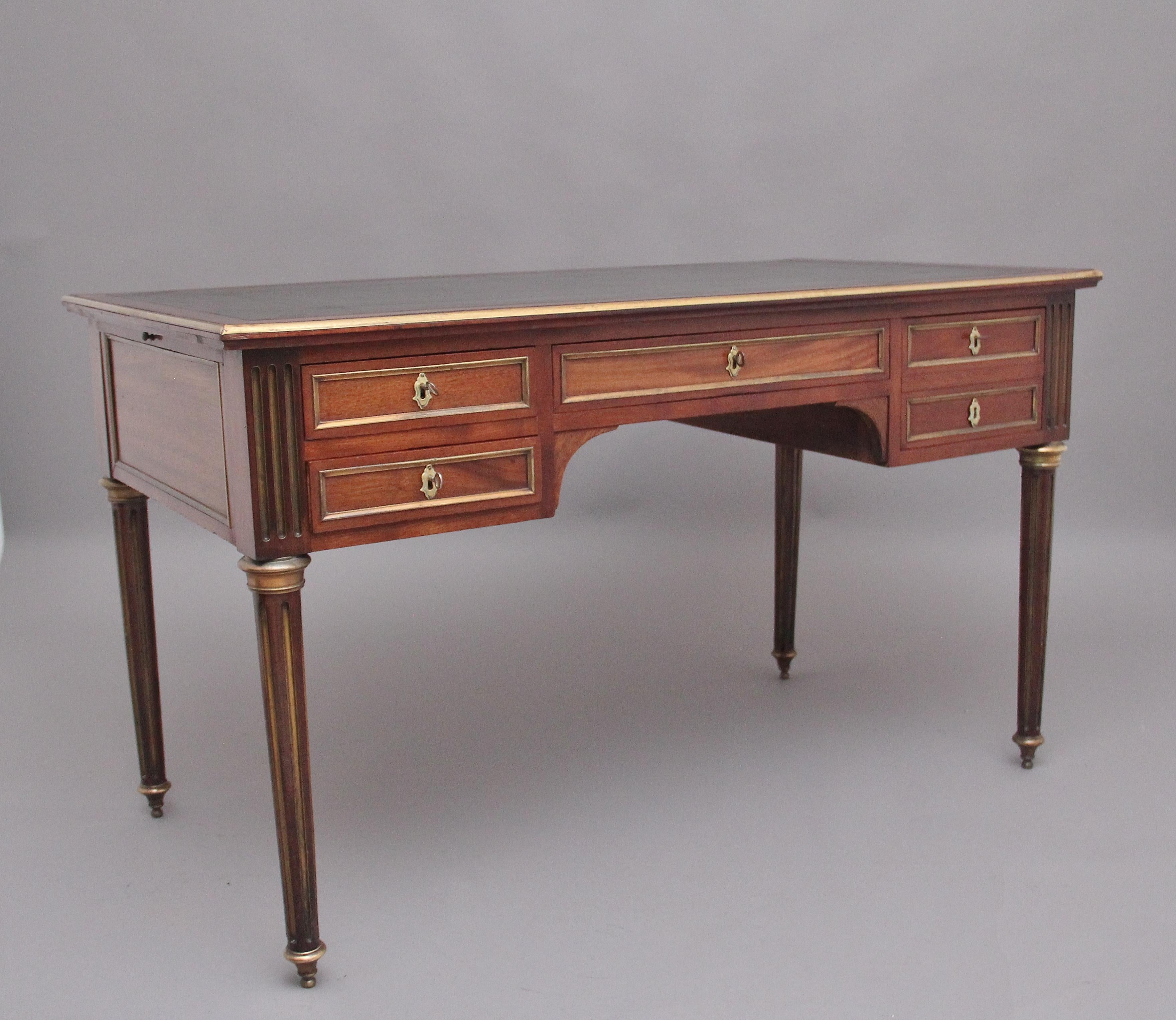Late 19th Century 19th Century French Mahogany and Brass Inlaid Directoire Writing Desk