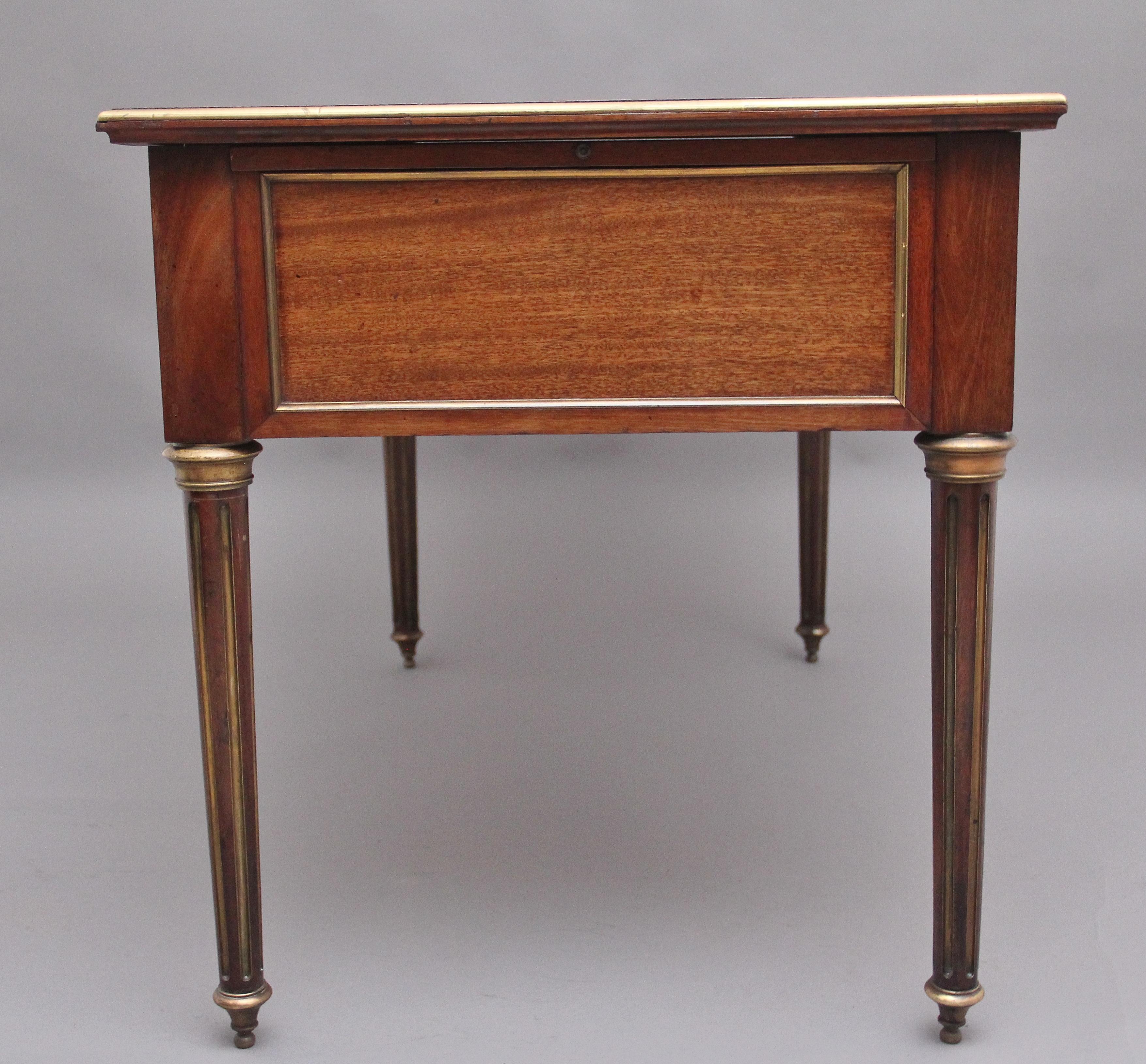 19th Century French Mahogany and Brass Inlaid Directoire Writing Desk 1