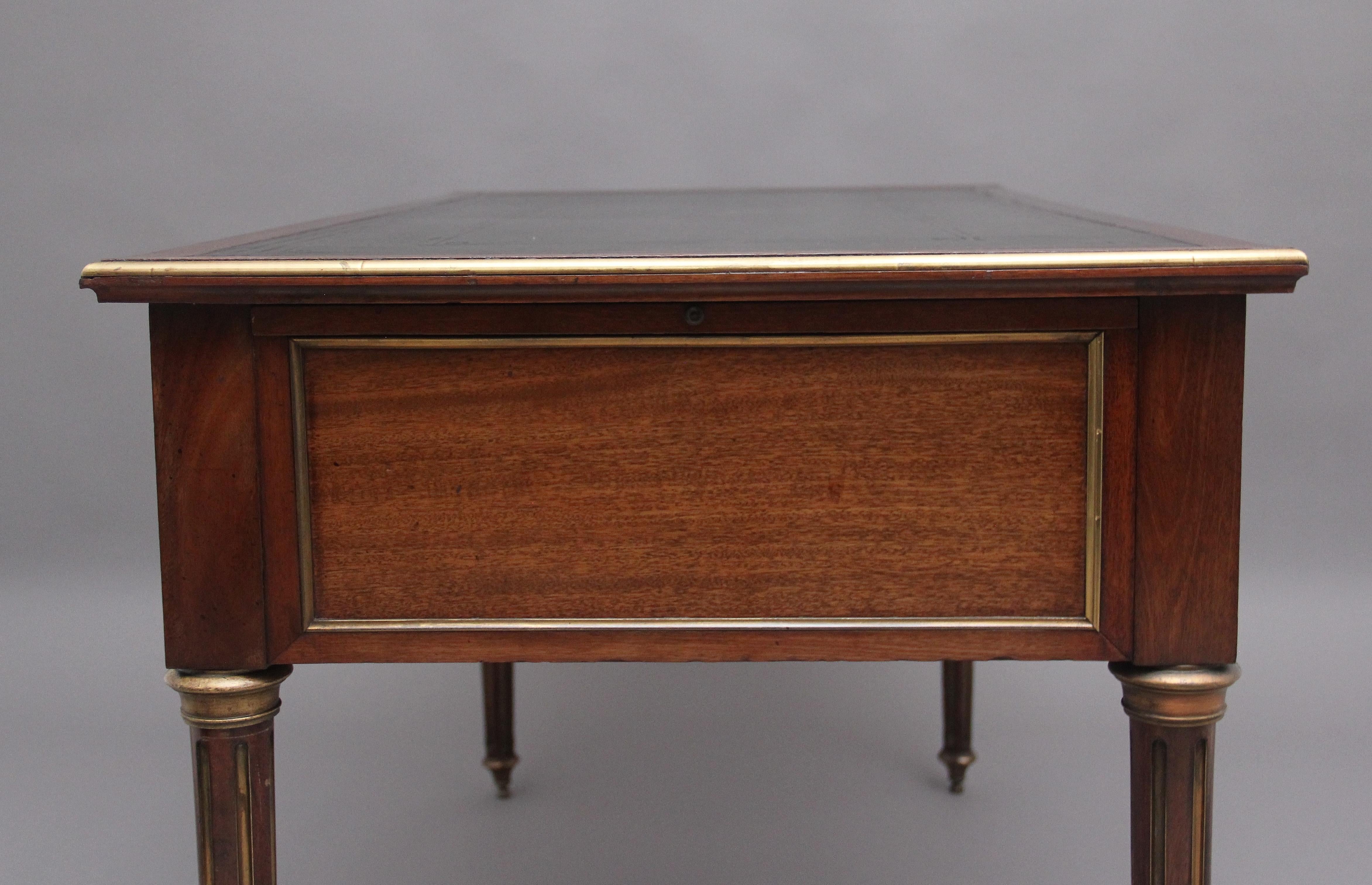 19th Century French Mahogany and Brass Inlaid Directoire Writing Desk 2