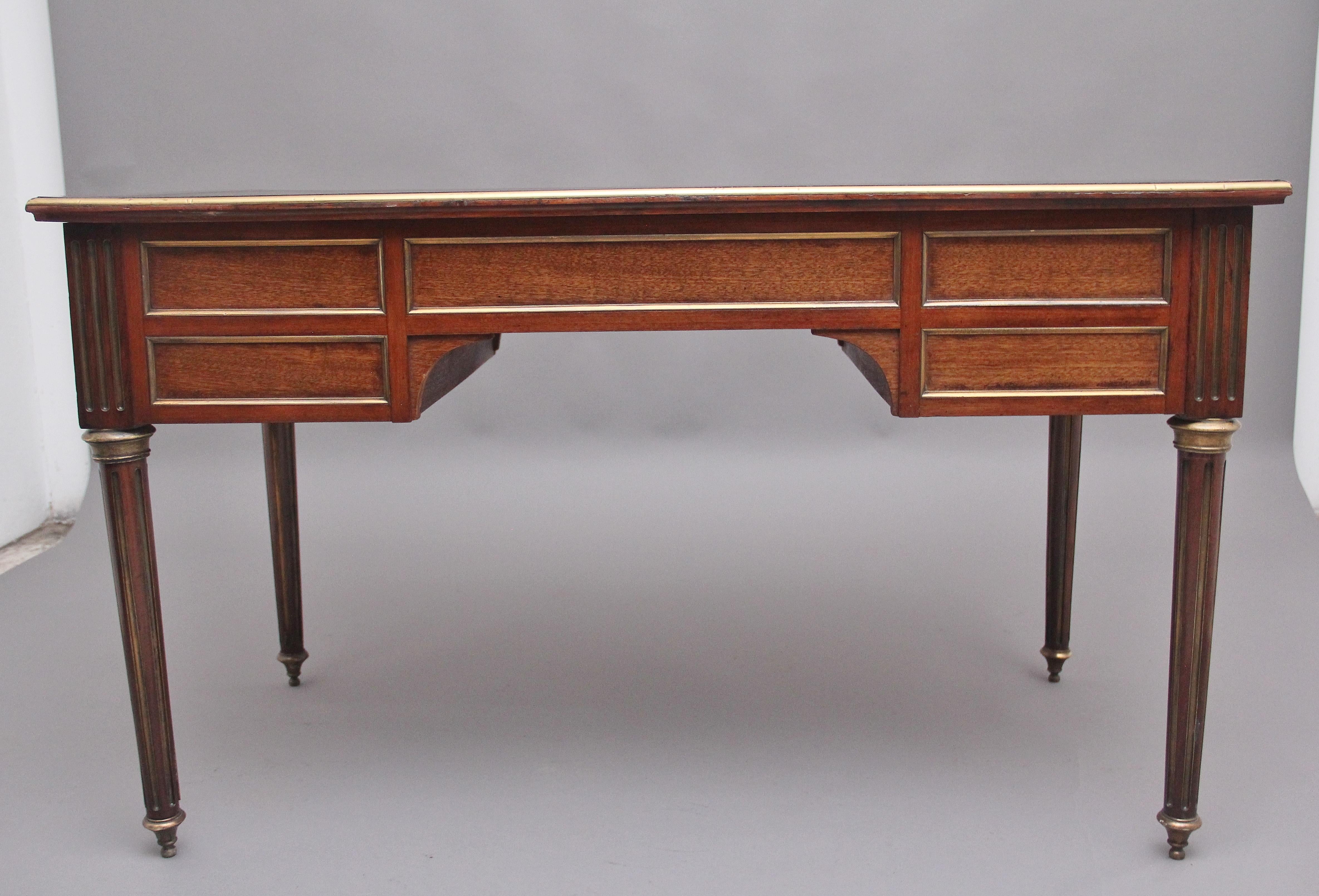 19th Century French Mahogany and Brass Inlaid Directoire Writing Desk 3