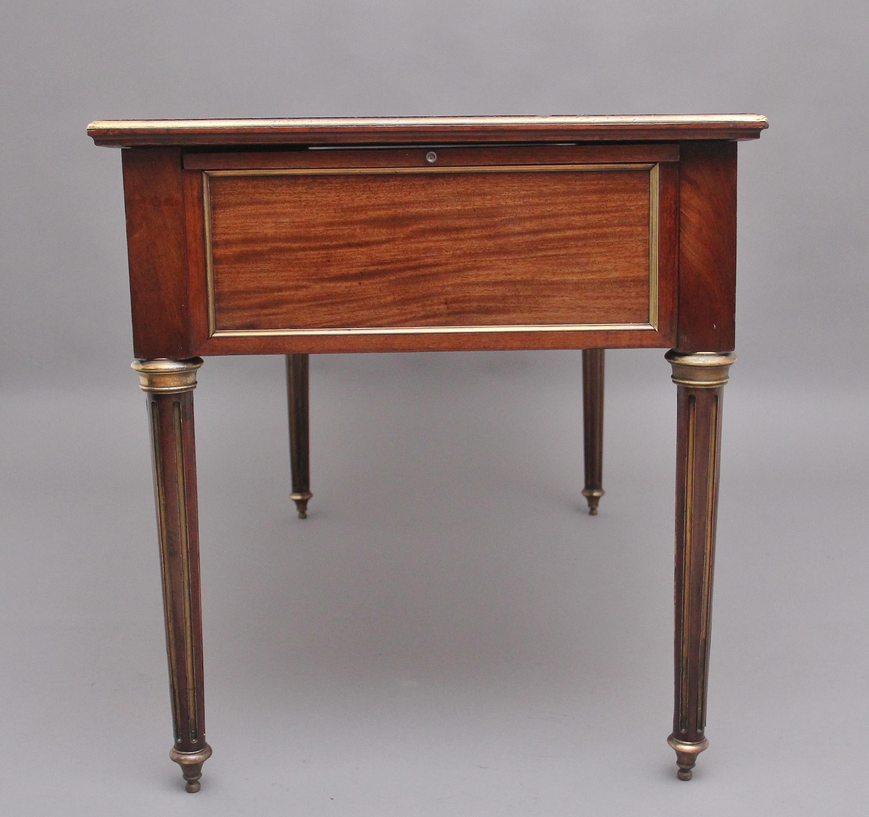 19th Century French Mahogany and Brass Inlaid Directoire Writing Desk 4