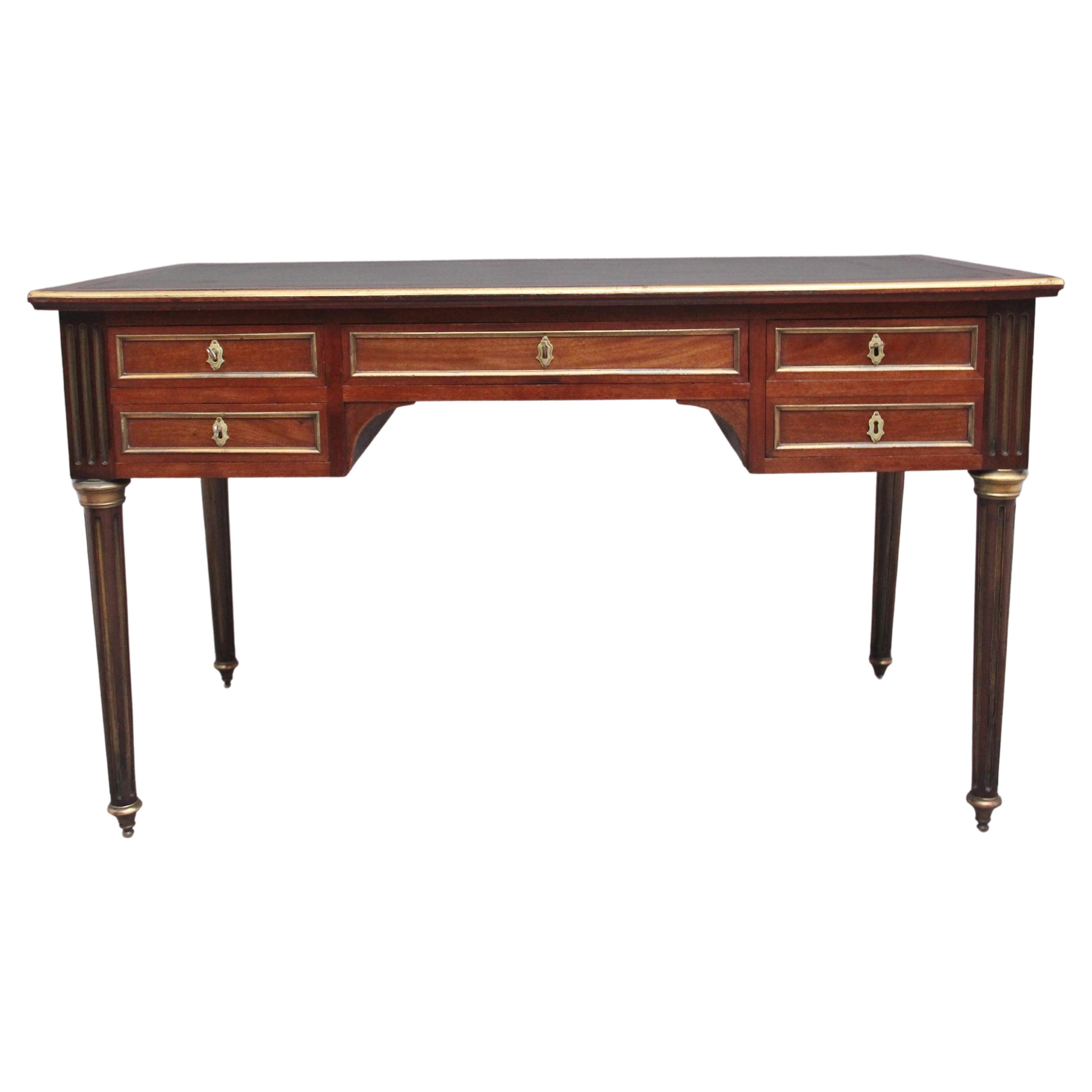 19th Century French Mahogany and Brass Inlaid Directoire Writing Desk