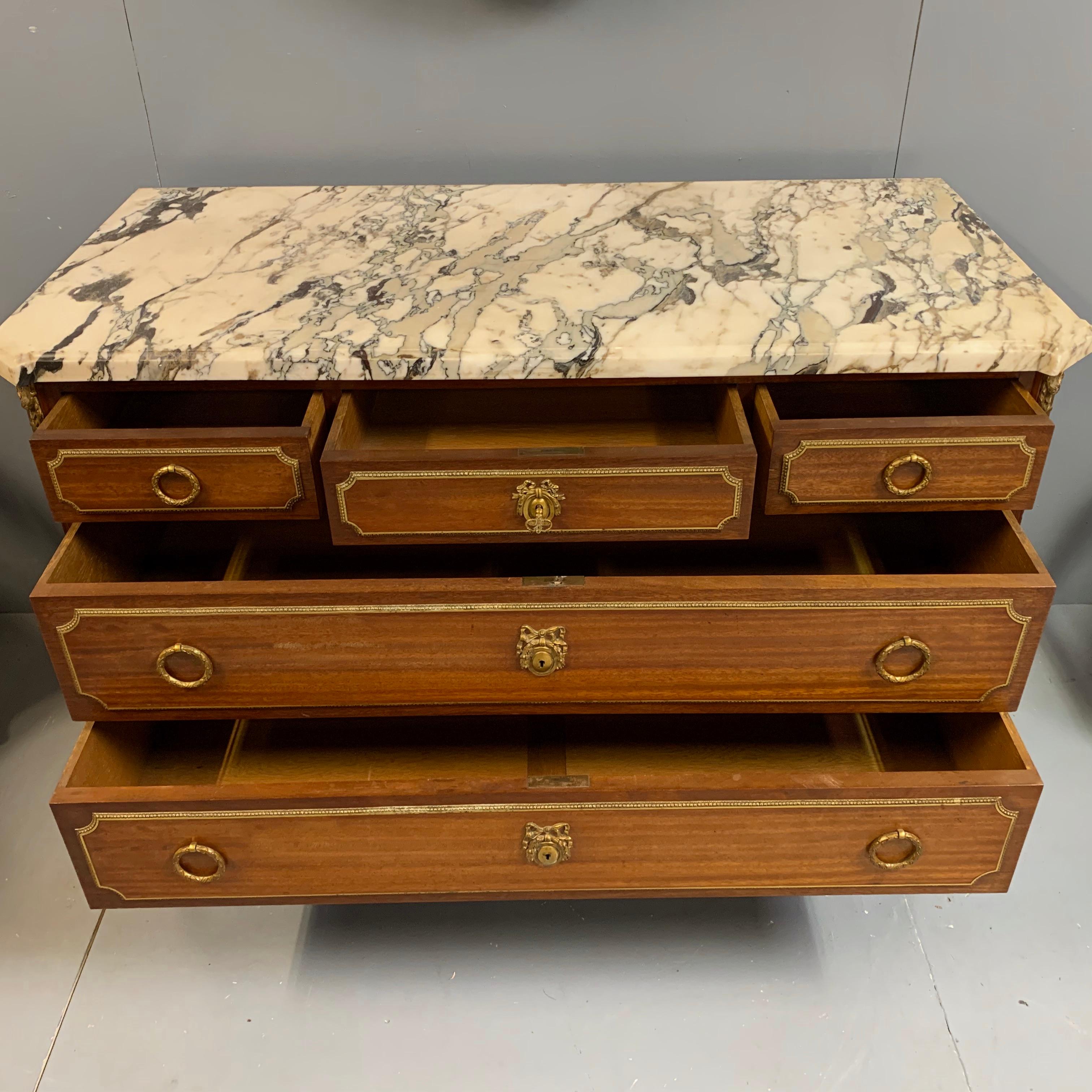 19th Century French Mahogany and Brass Mounted Commode with Original Marble Top 5