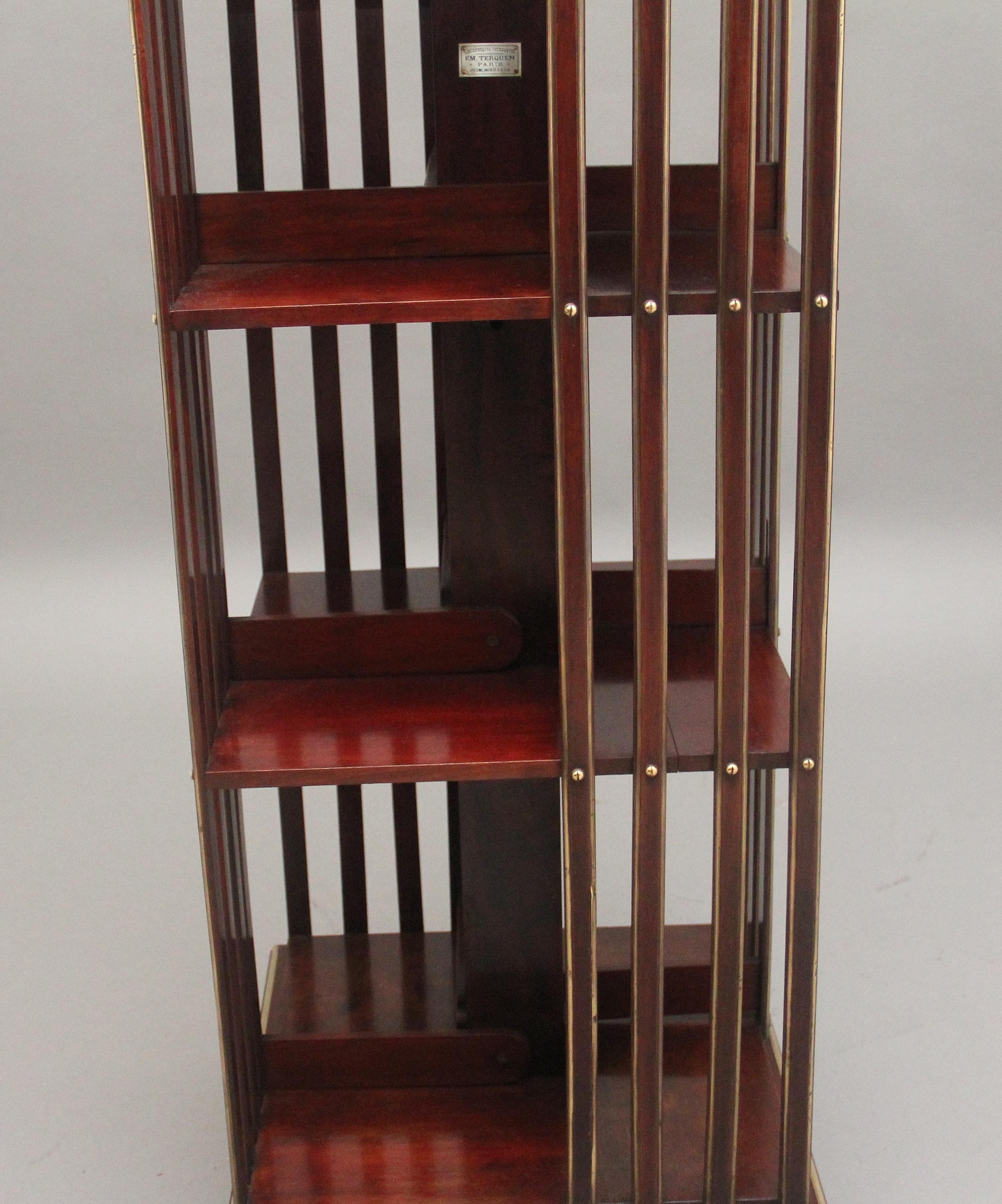19th Century French mahogany and brass revolving bookcase 5