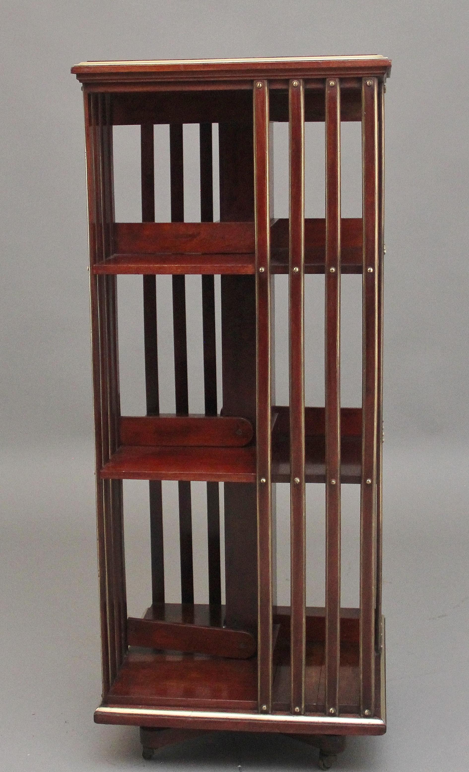 Late 19th Century 19th Century French mahogany and brass revolving bookcase