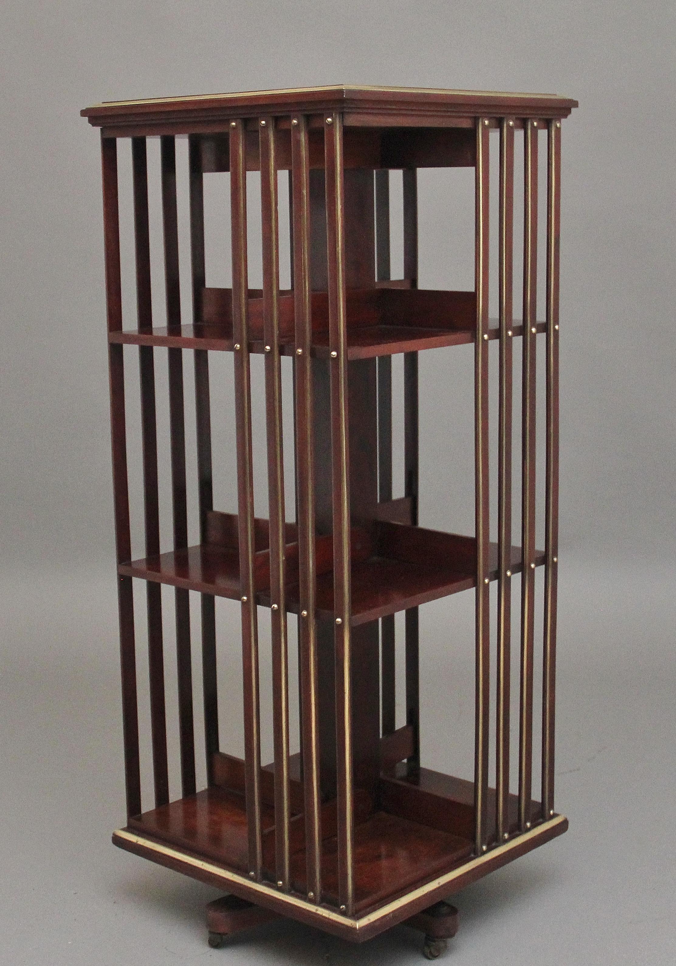 19th Century French mahogany and brass revolving bookcase 2
