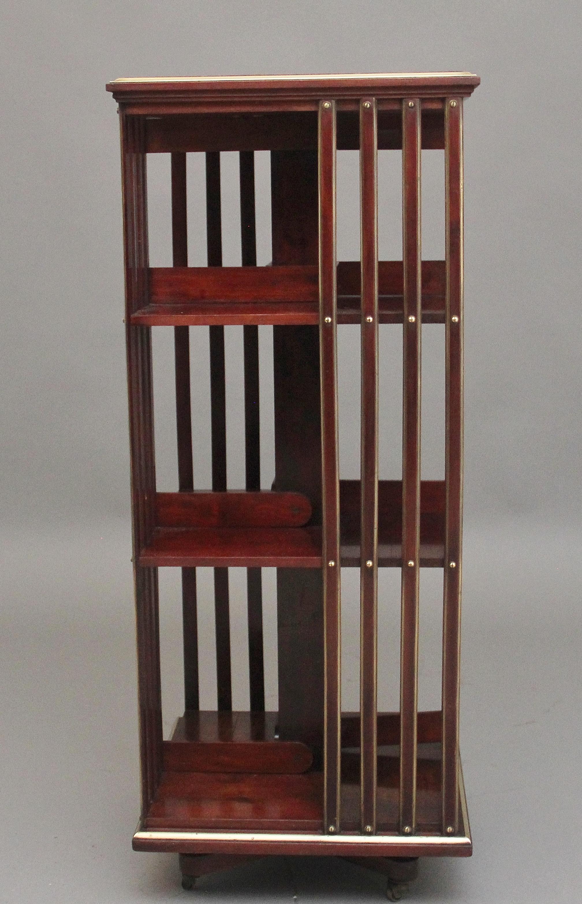 19th Century French mahogany and brass revolving bookcase 3