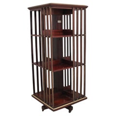 19th Century French mahogany and brass revolving bookcase