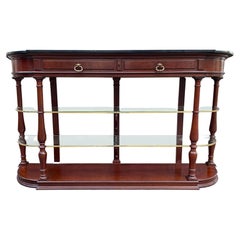 Antique 19th Century French Mahogany and Glass Console Sideboard Table