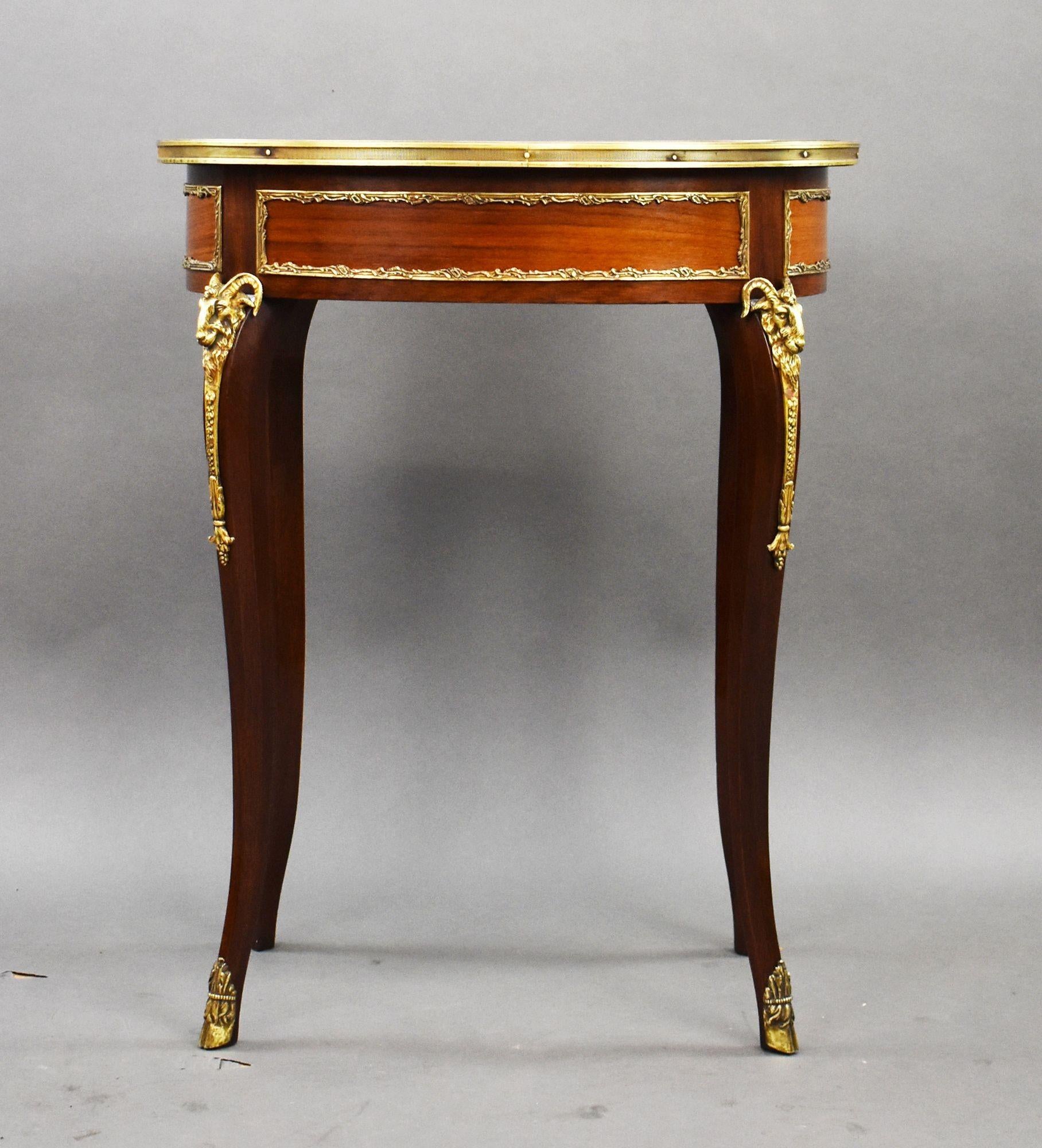 19th Century French Mahogany and Inlaid Occasional Table with Ormolu Mounts For Sale 1