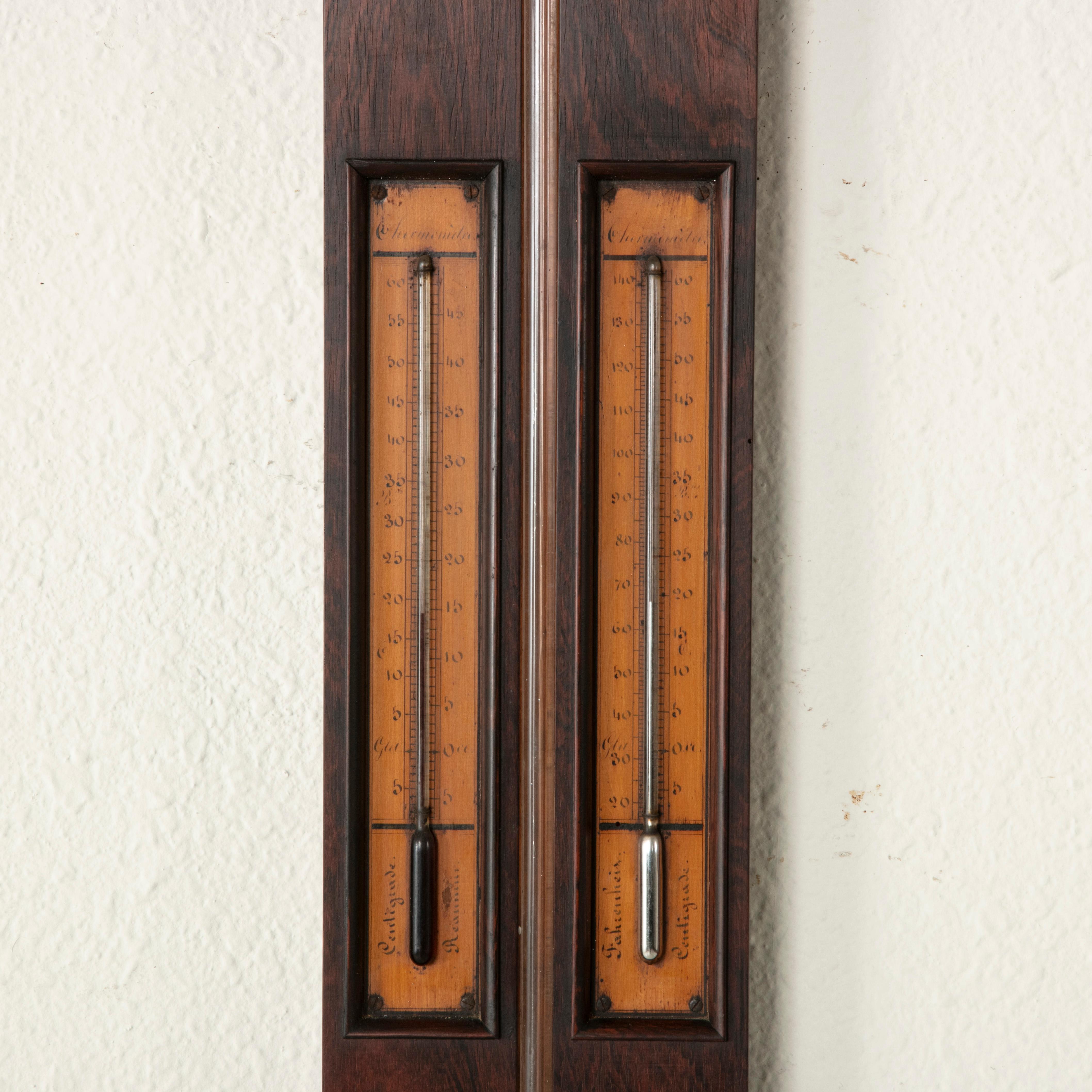 19th Century French Mahogany and Lemon Wood Barometer, Signed Chevallier 2