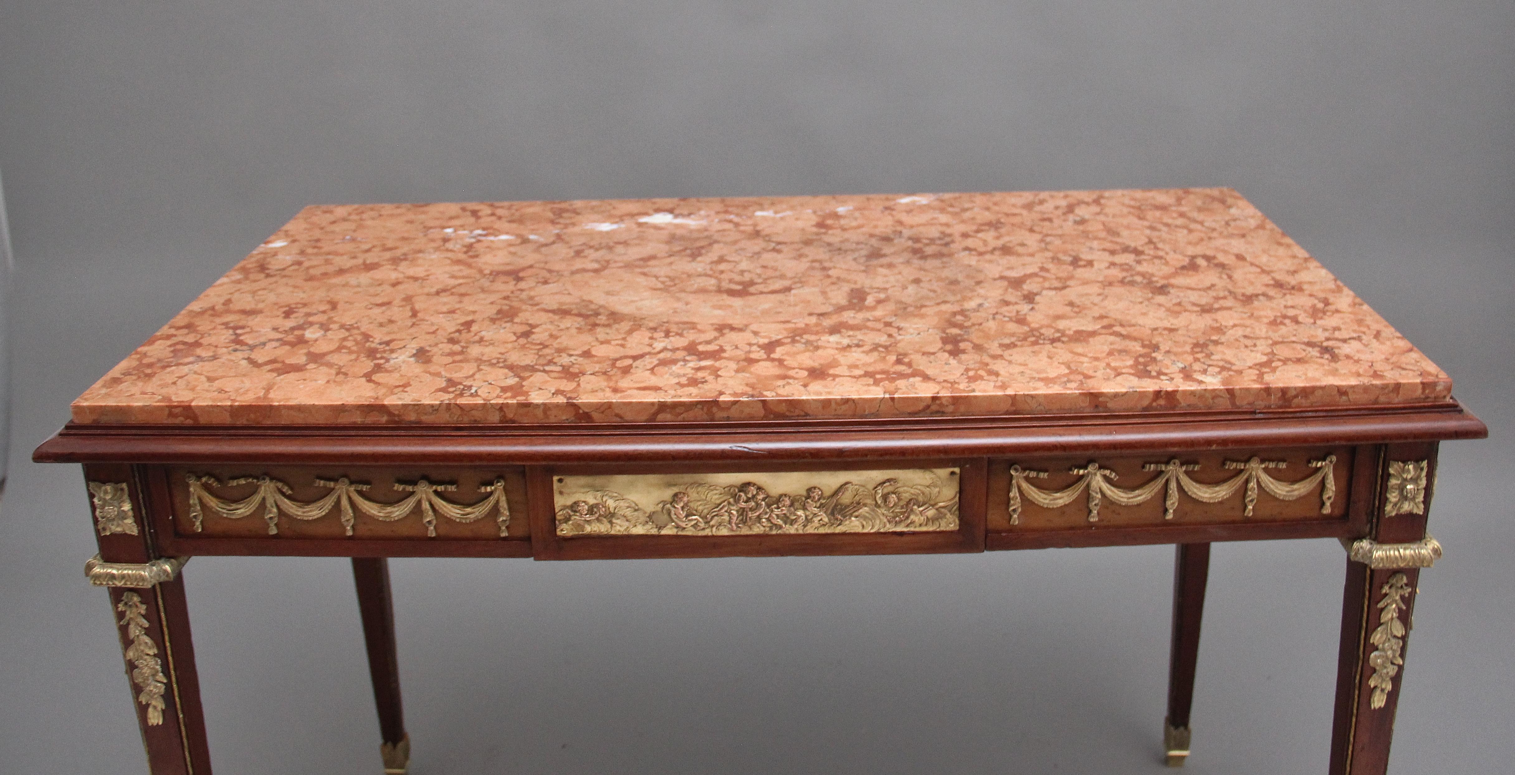 19th Century French mahogany and marble top centre table In Good Condition For Sale In Martlesham, GB