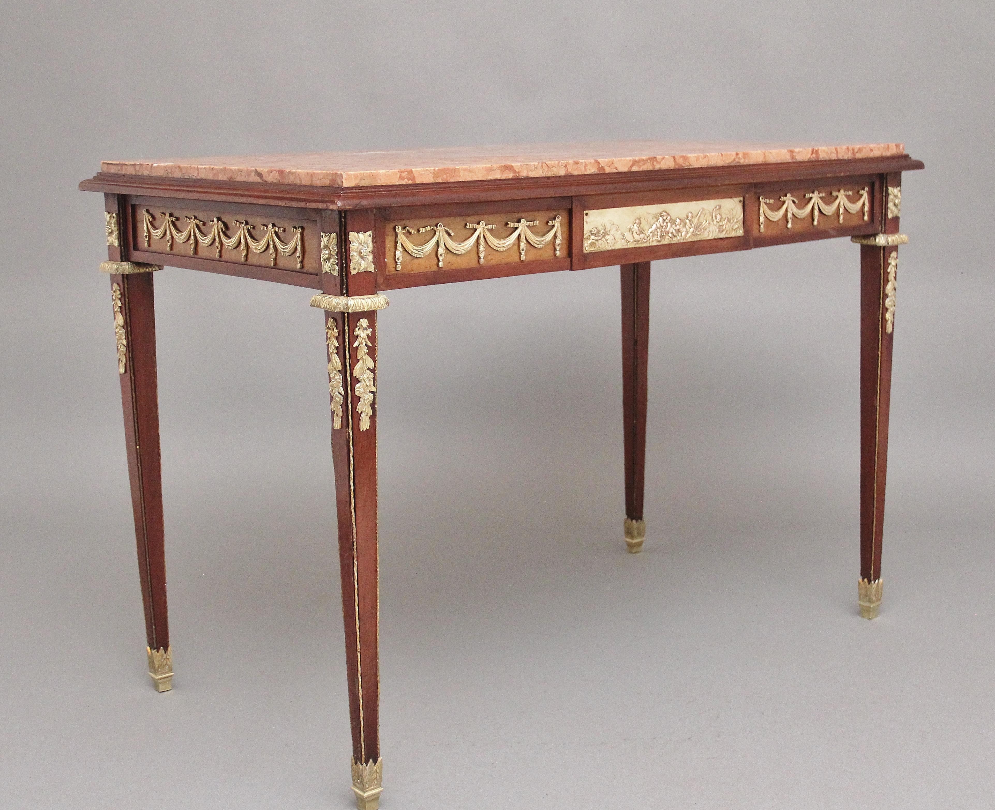 19th Century French mahogany and marble top centre table For Sale 1