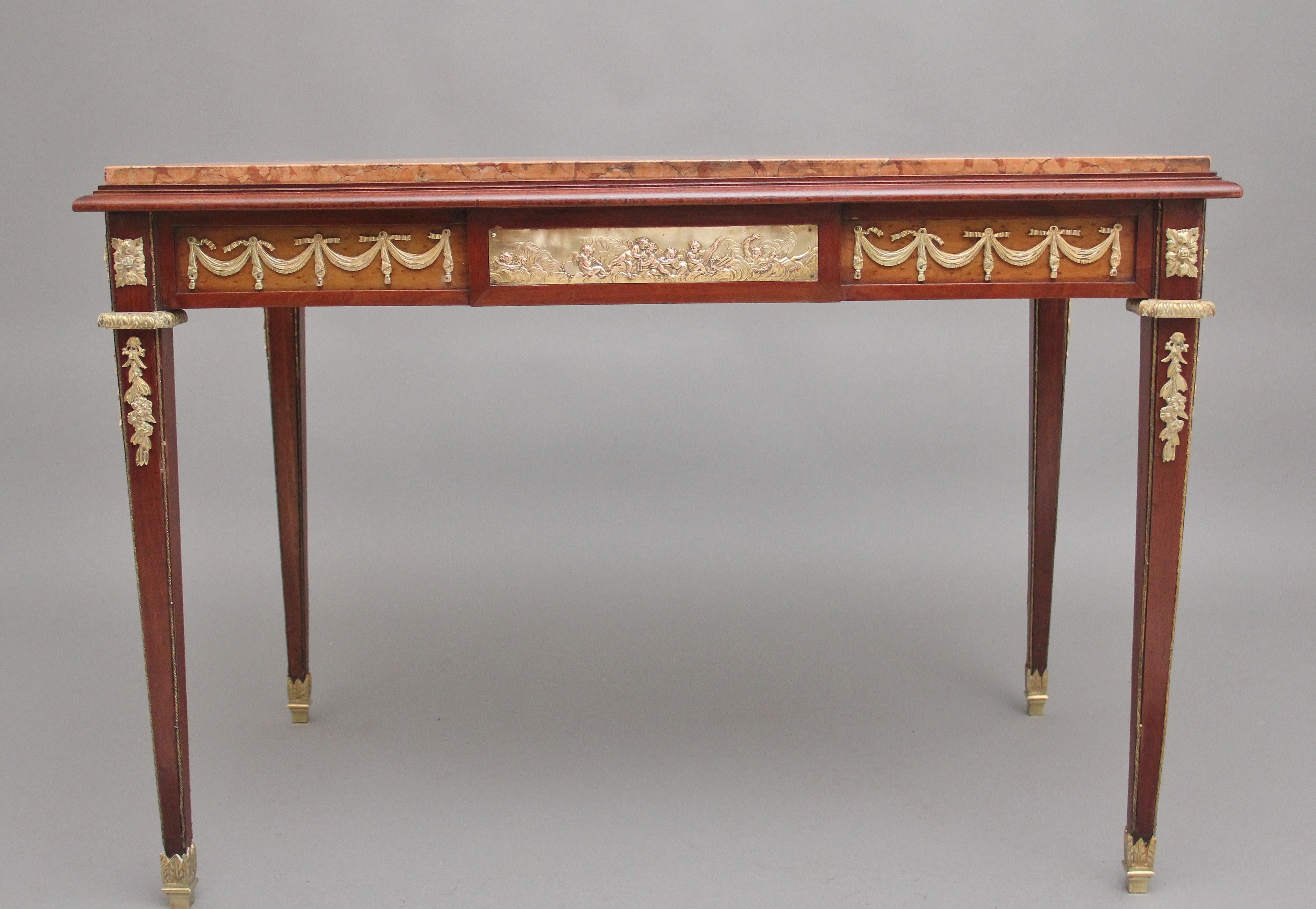 19th Century French mahogany and marble top centre table For Sale 4
