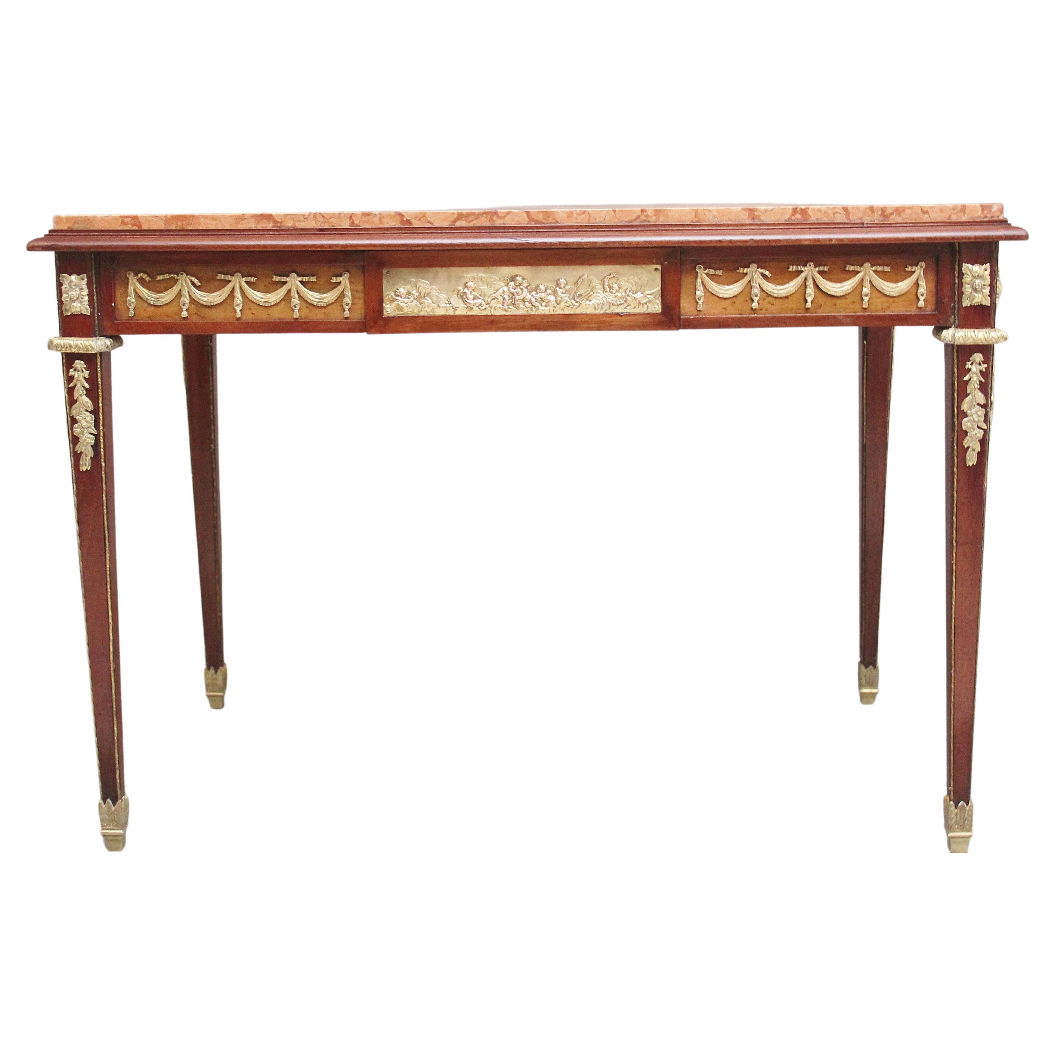 19th Century French mahogany and marble top centre table For Sale
