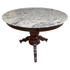 19th Century French Mahogany and Marble Top Gueridon Table