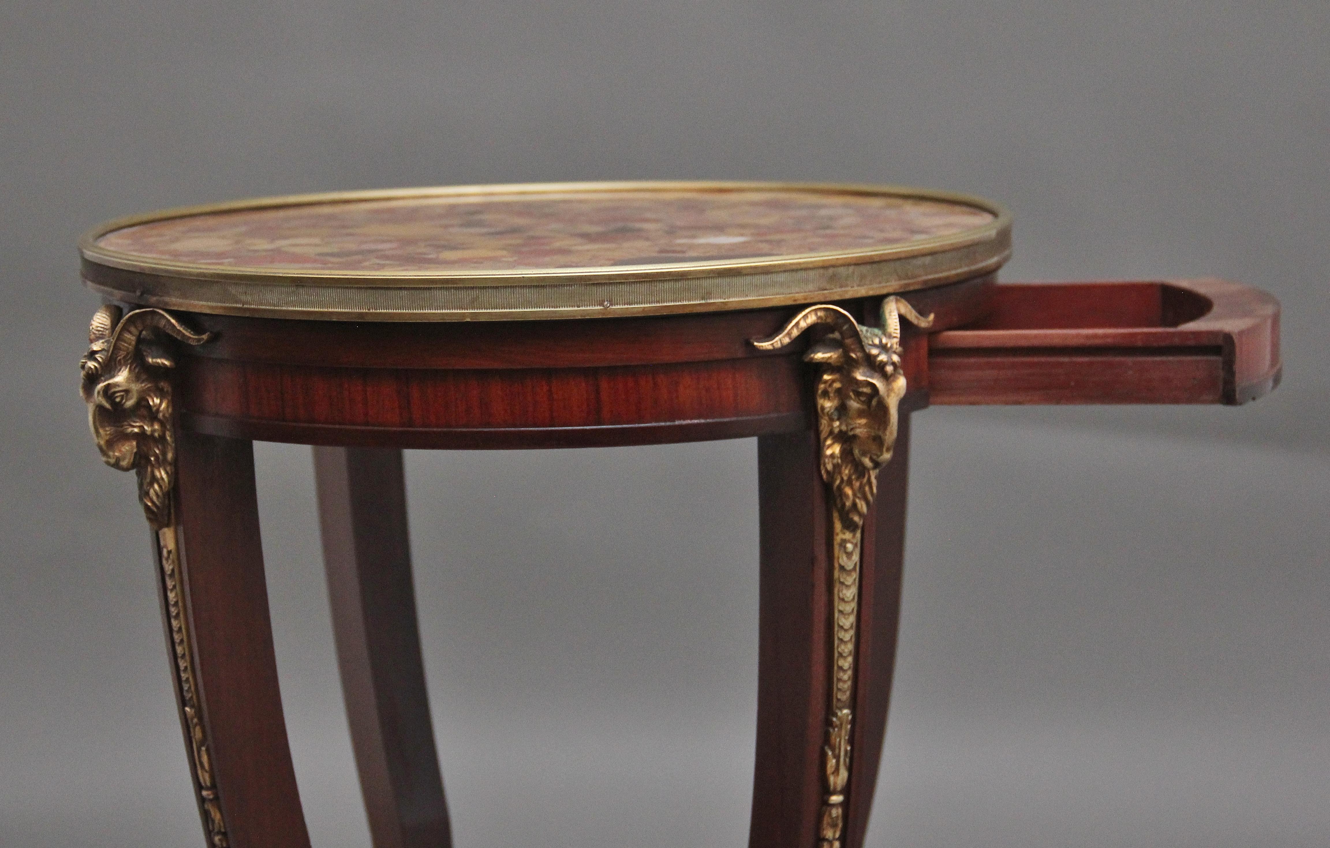 Marble 19th Century French mahogany and marble top occasional table For Sale