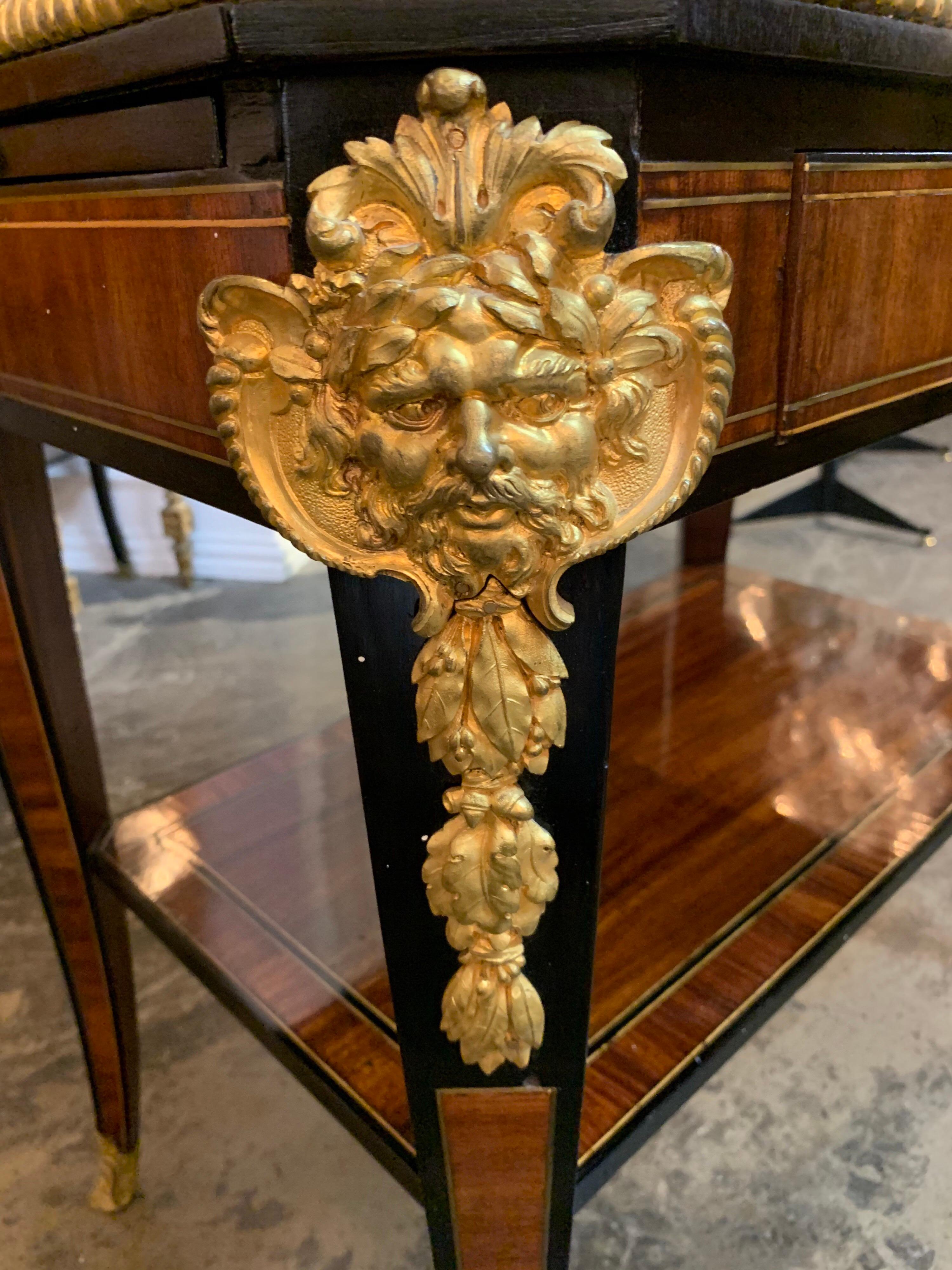20th Century 19th Century French Mahogany and Ormolu Table