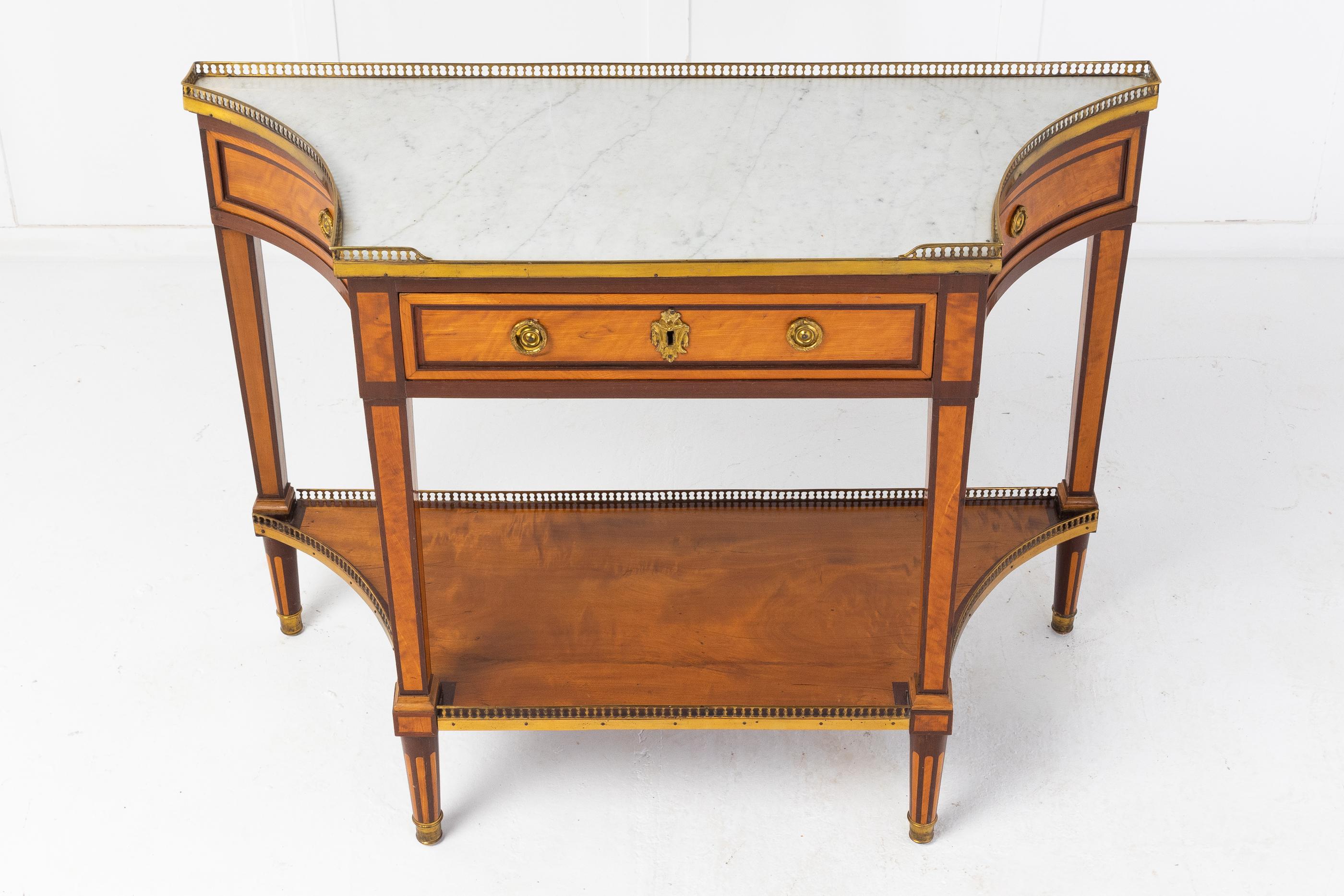 19th Century French Mahogany and Satinwood Console Table In Good Condition In Gloucestershire, GB
