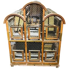 19th Century French Mahogany Architectural Bird Cage with Brass Elements