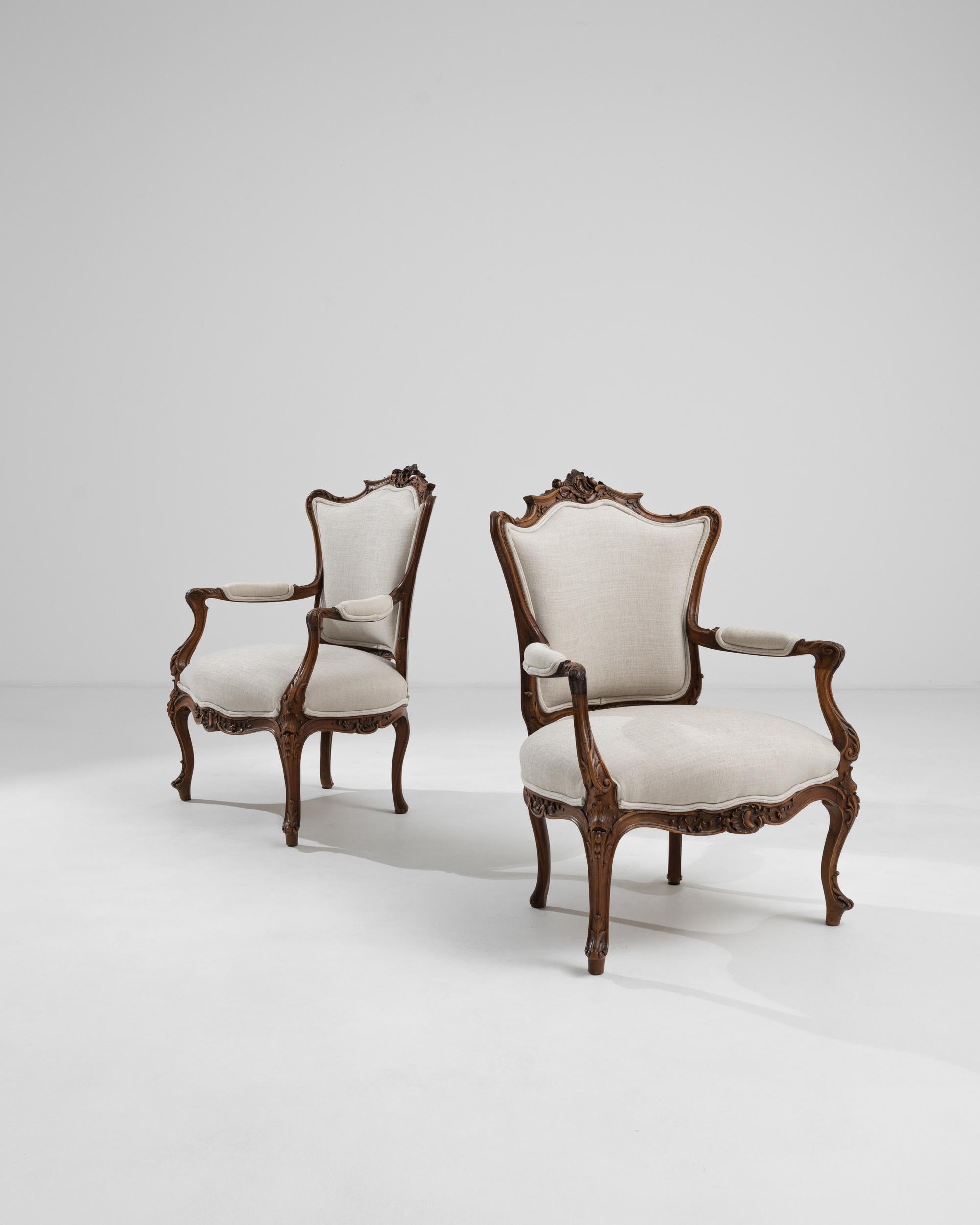 French Provincial 19th Century French Mahogany Armchairs, a Pair