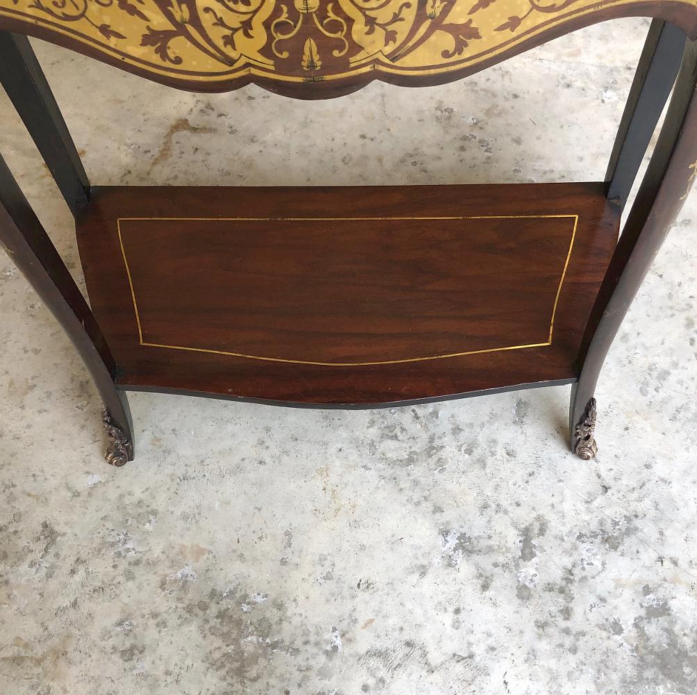19th Century French Mahogany Console Intricately Inlaid with Brass 4