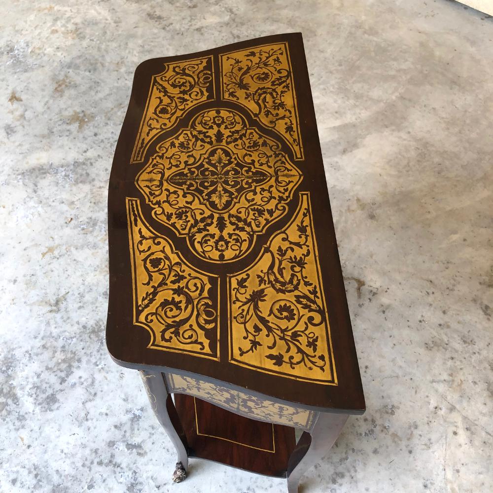 19th Century French Mahogany Console Intricately Inlaid with Brass 6