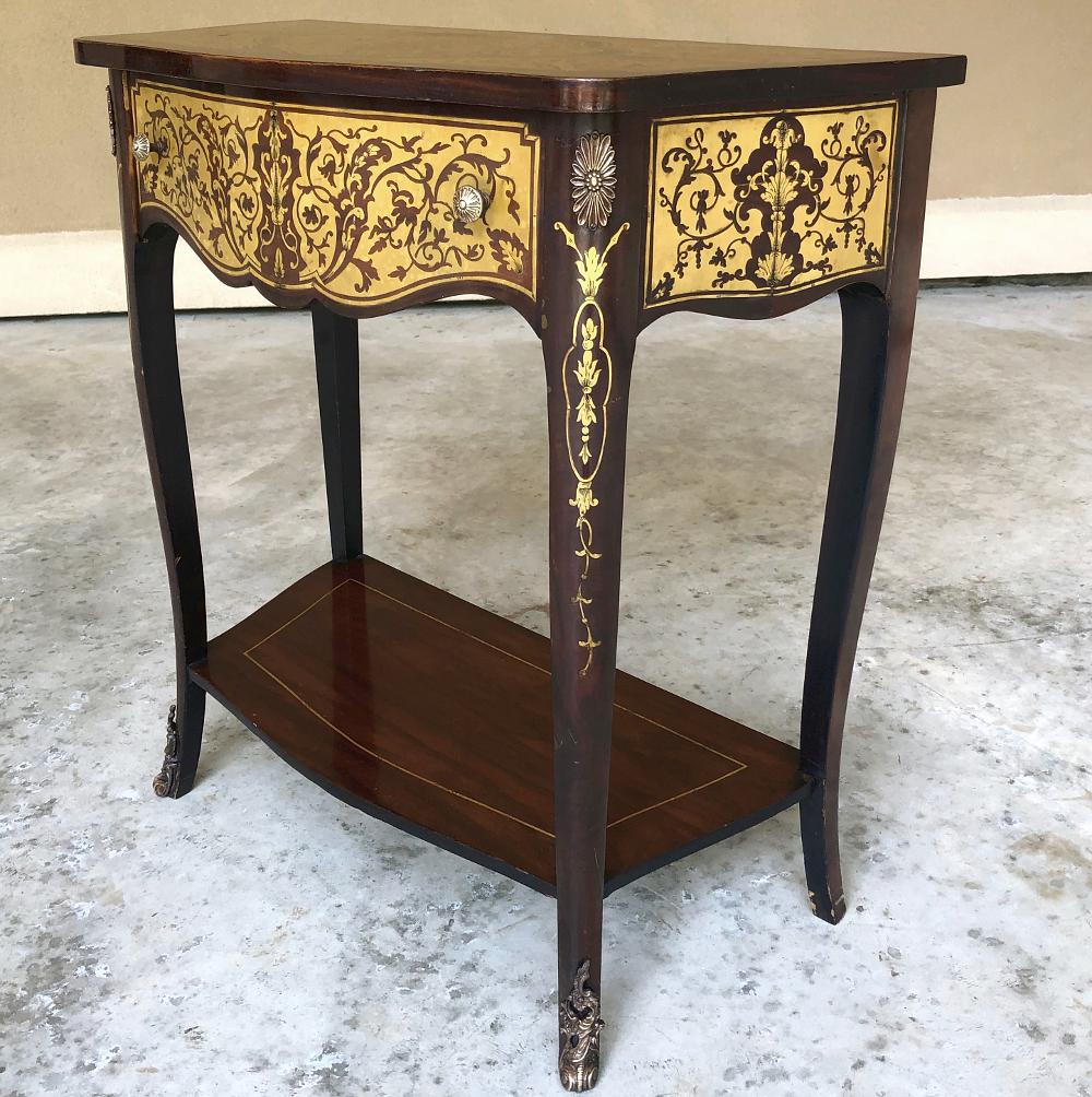 Napoleon III 19th Century French Mahogany Console Intricately Inlaid with Brass