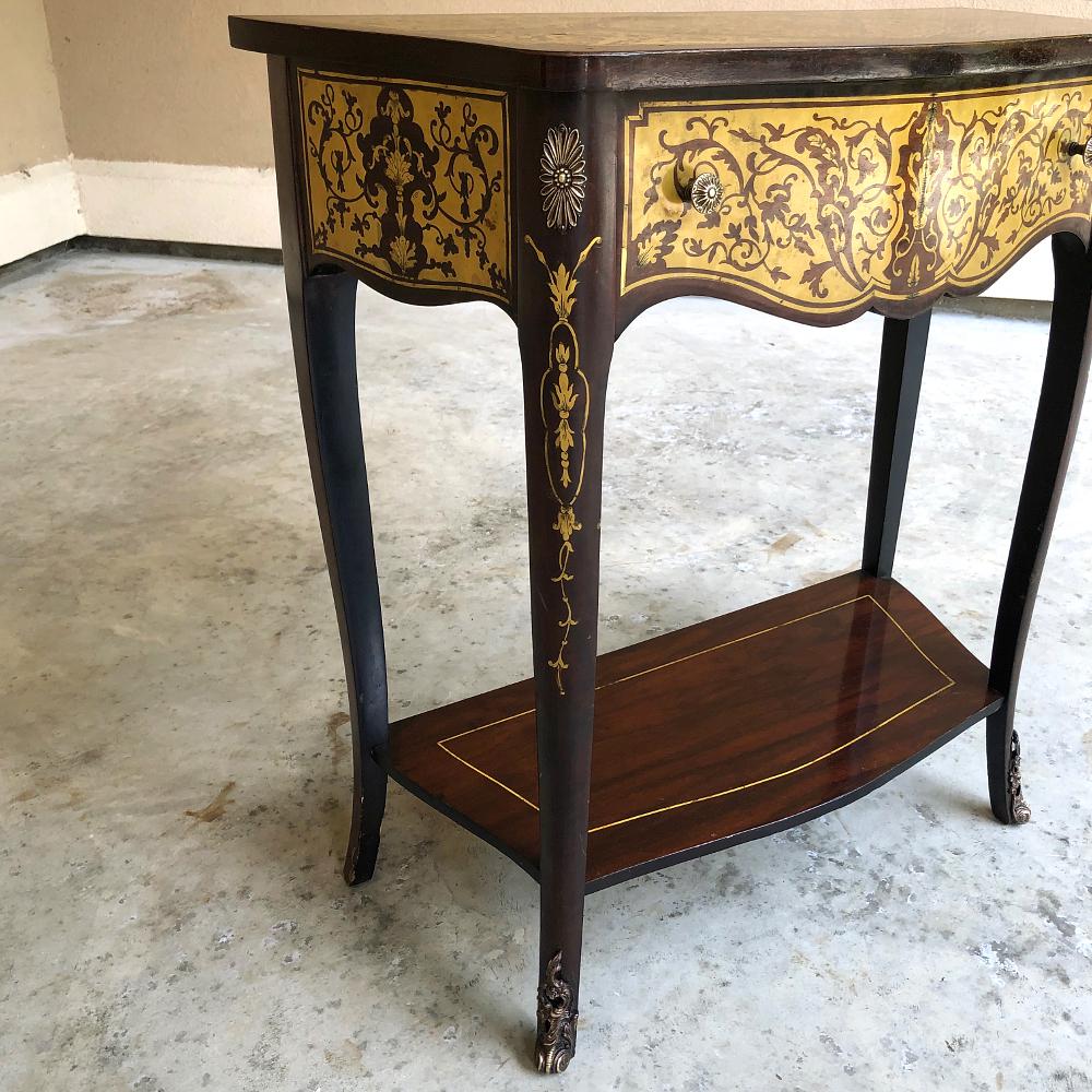 19th Century French Mahogany Console Intricately Inlaid with Brass 2