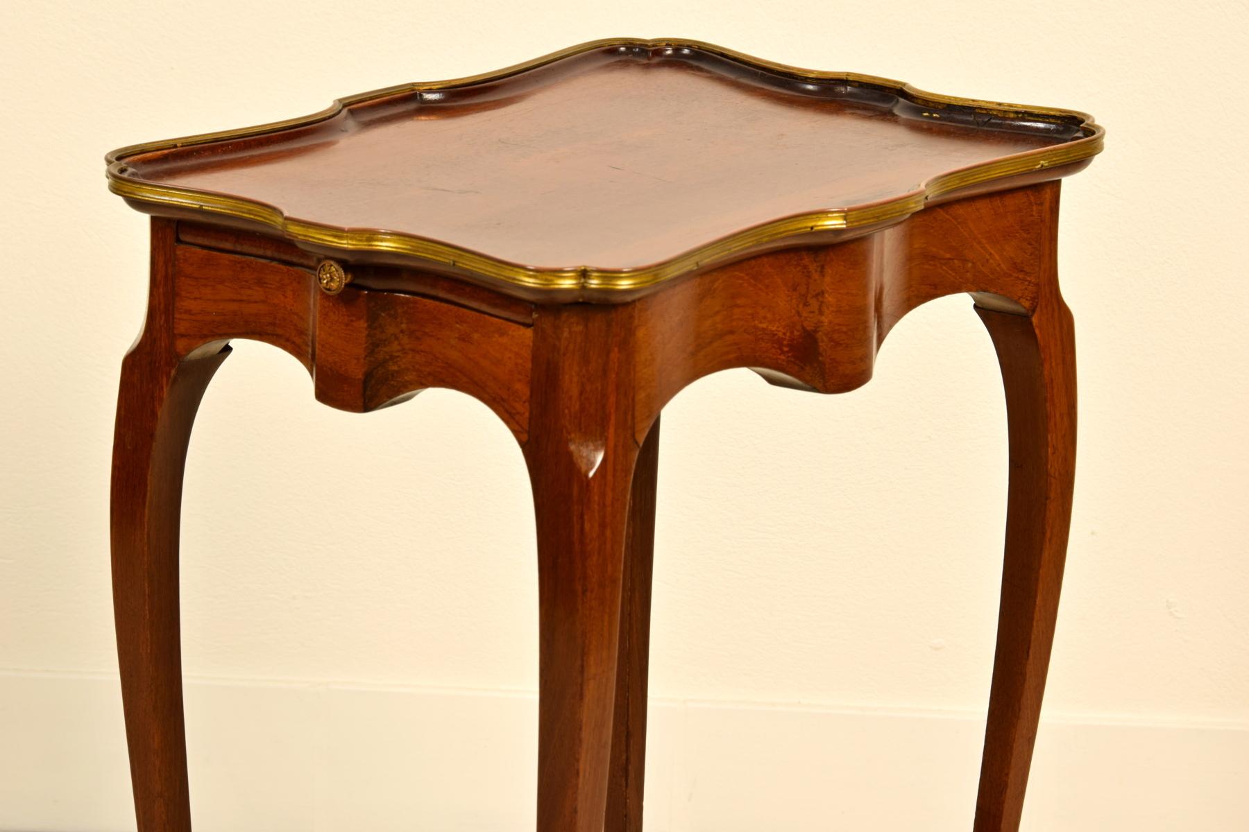 Bronze 19th Century, French Mahogany Coffee Table by Escalier de Cristal For Sale