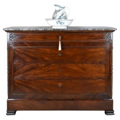 19th Century French Mahogany Commode Chest of Drawers