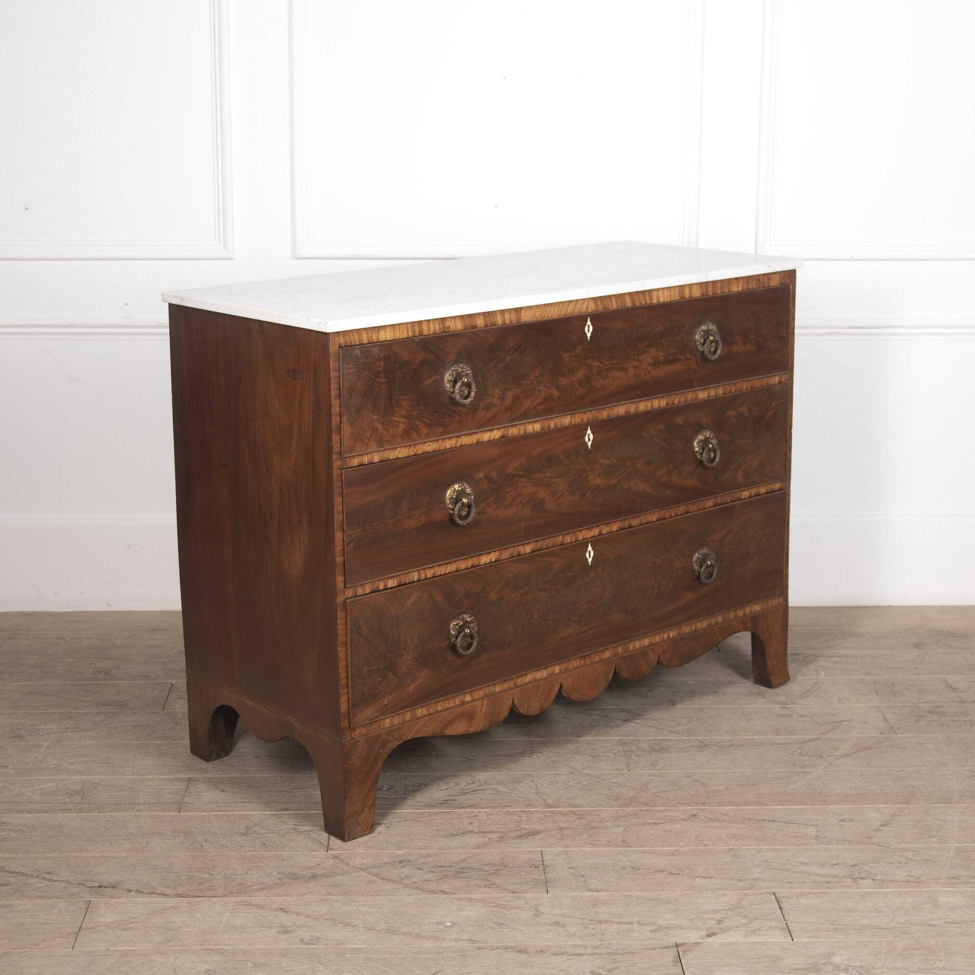 Brass 19th Century French Mahogany Commode For Sale