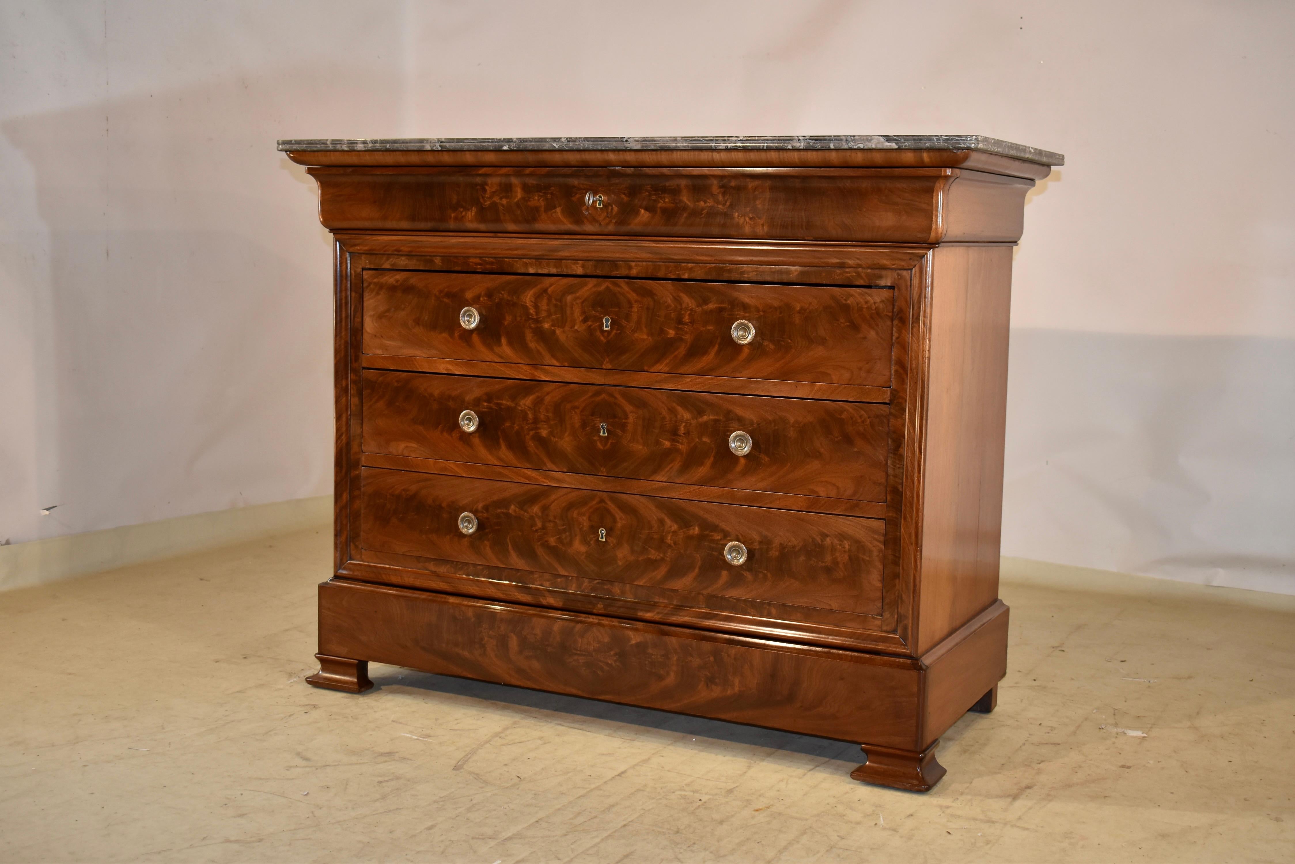 Marble 19th Century French Mahogany Commode For Sale