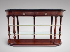 19th Century French Hardwood Console Table with Black Marble Top