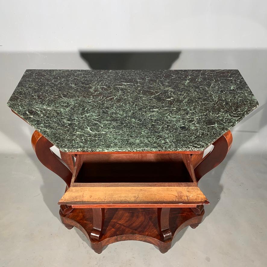 19th Century French Mahogany Console Table with Marble Top For Sale 1
