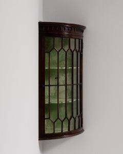 19th Century French Mahogany Corner Display Cabinet with Glass Doors