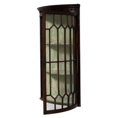 19th Century French Mahogany Corner Display Cabinet with Glass Doors