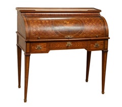 19th Century French Mahogany Cylinder Desk or Writing Table in Louis XVI Style