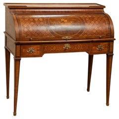 19th Century French Mahogany Cylinder Desk or Writing Table in Louis XVI Style