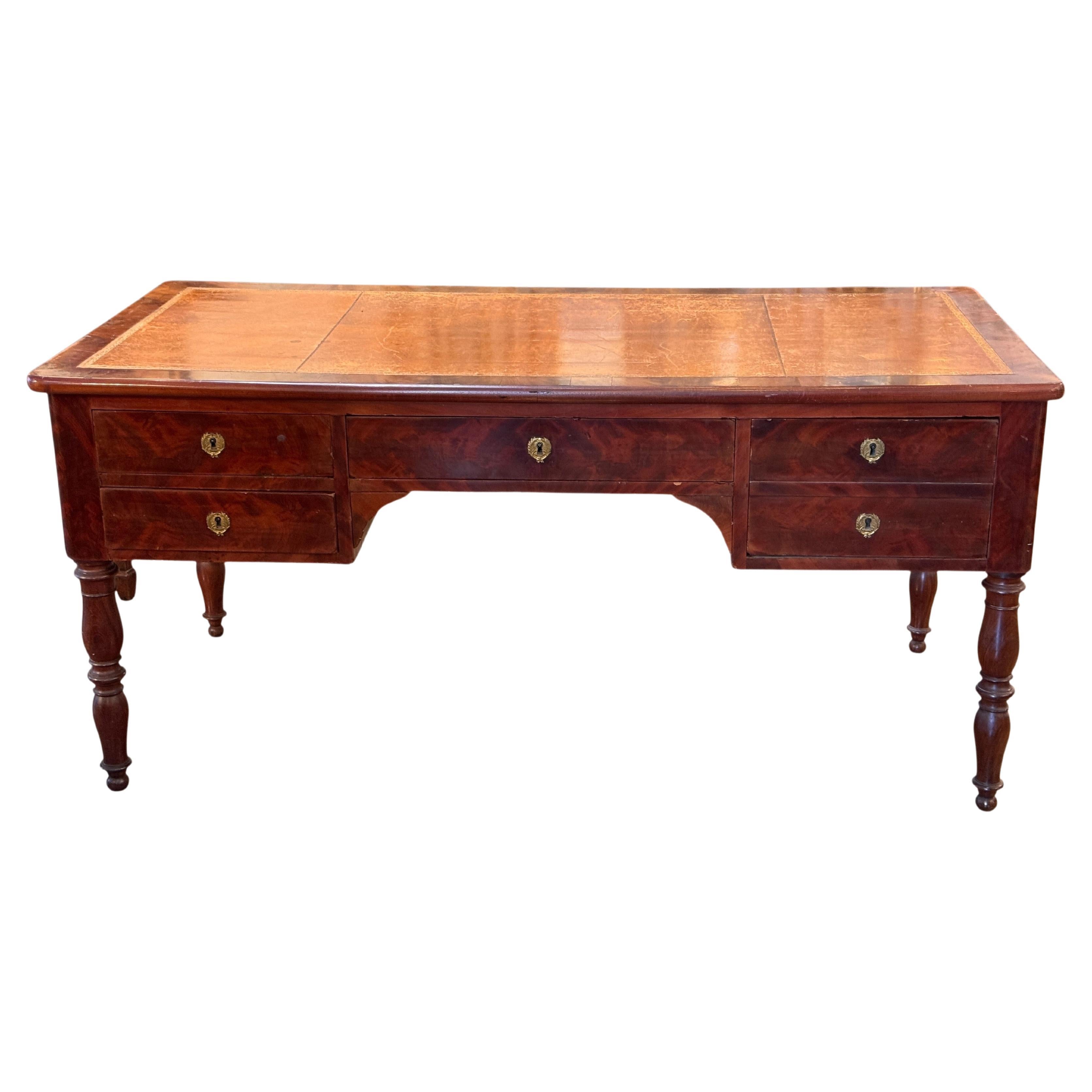 19th Century French Mahogany Desk With Slide Extensions