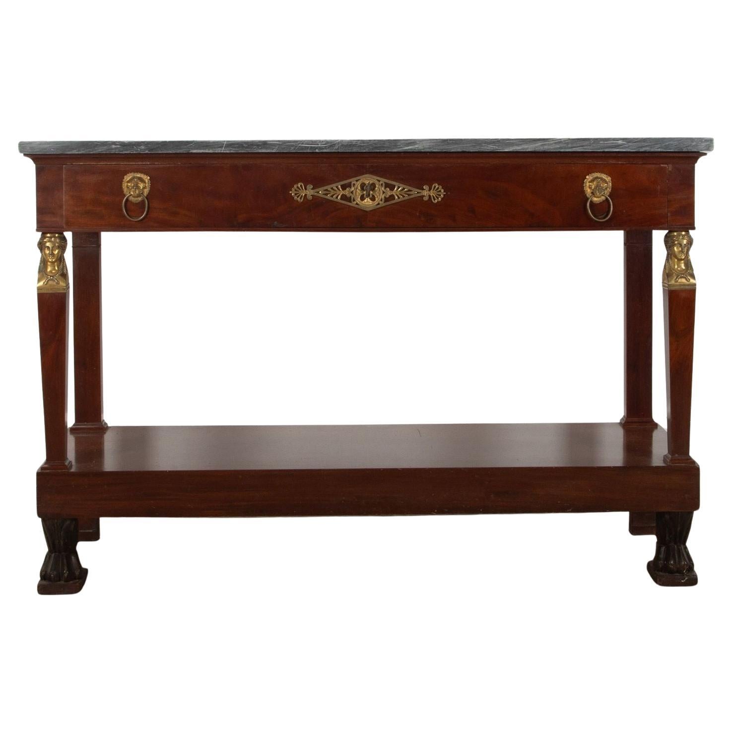 19th Century French Mahogany Empire Console Table For Sale