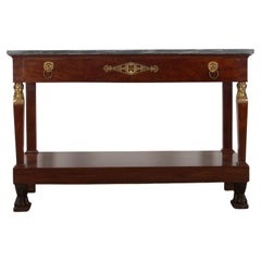 19th Century French Mahogany Empire Console Table
